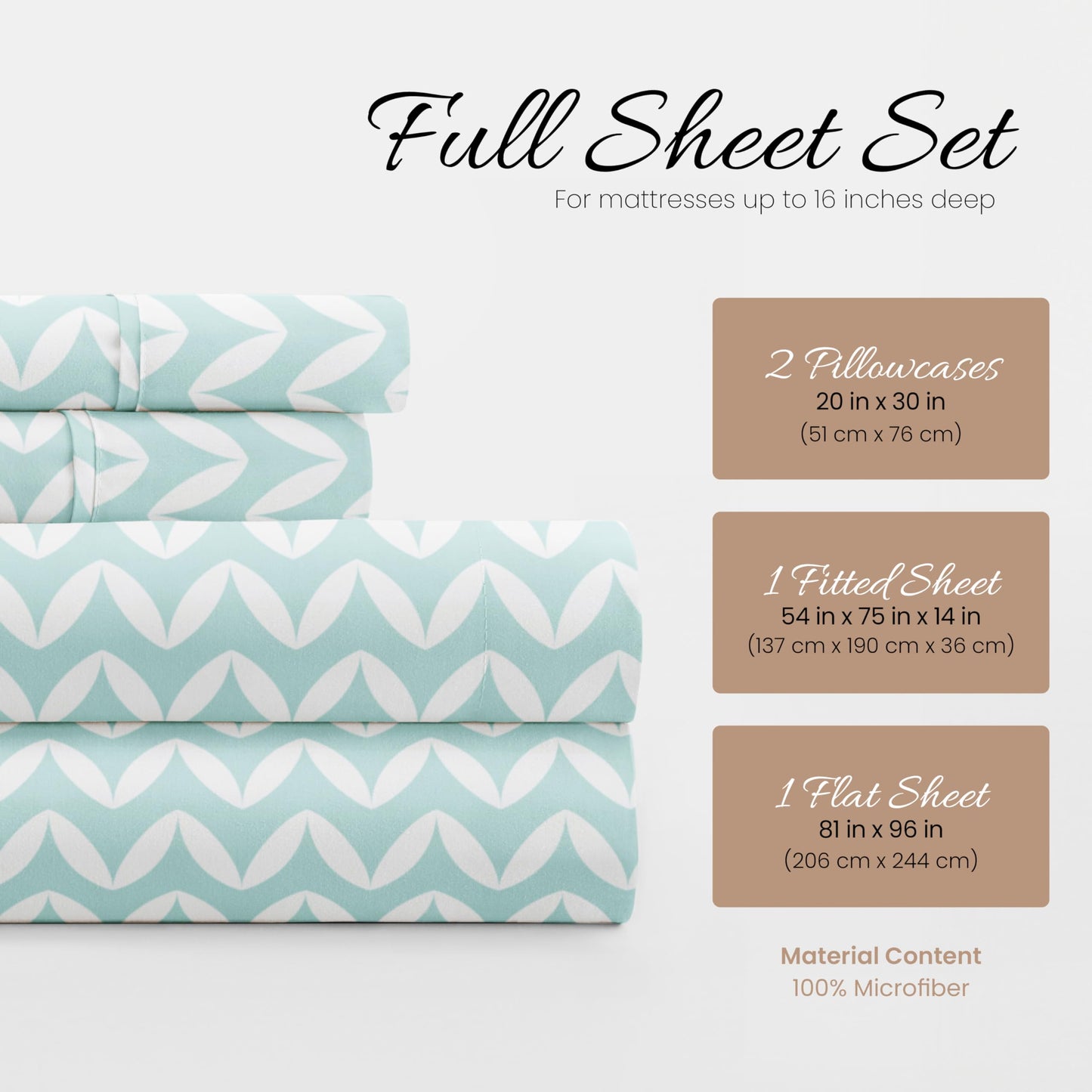 Linen Market 4 Piece Full Bedding Sheet Set (Light Blue Chevron) - Sleep Better Than Ever with These Ultra-Soft & Cooling Bed Sheets for Your Full Size Bed - Deep Pocket Fits 16" Mattress
