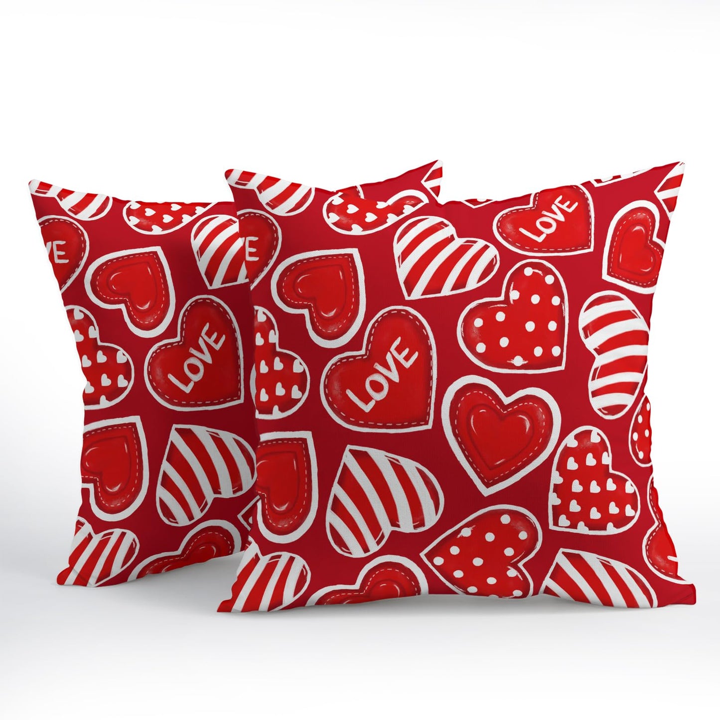 ABSOP Valentines Red Pillow Covers 18x18 Inch Heart Decorative Throw Pillows Cover Set of 2 Valentine's Day Anniversary Pillow Cases for Festival Couch Bedroom Home Decor