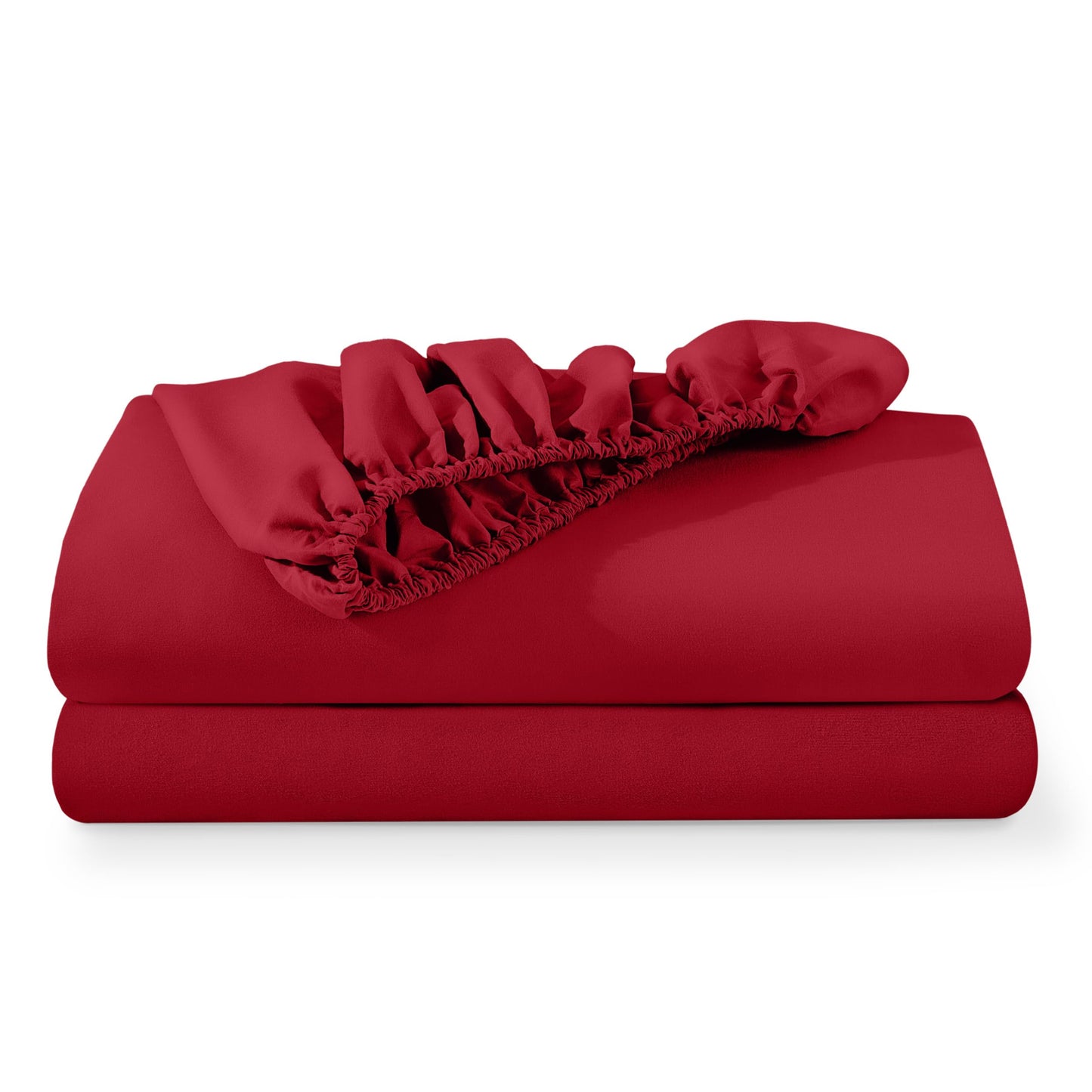 Bare Home 2-Pack Fitted Bottom Sheets Queen - Premium 1800 Ultra-Soft Wrinkle Resistant Microfiber - Deep Pocket (Queen, Red)