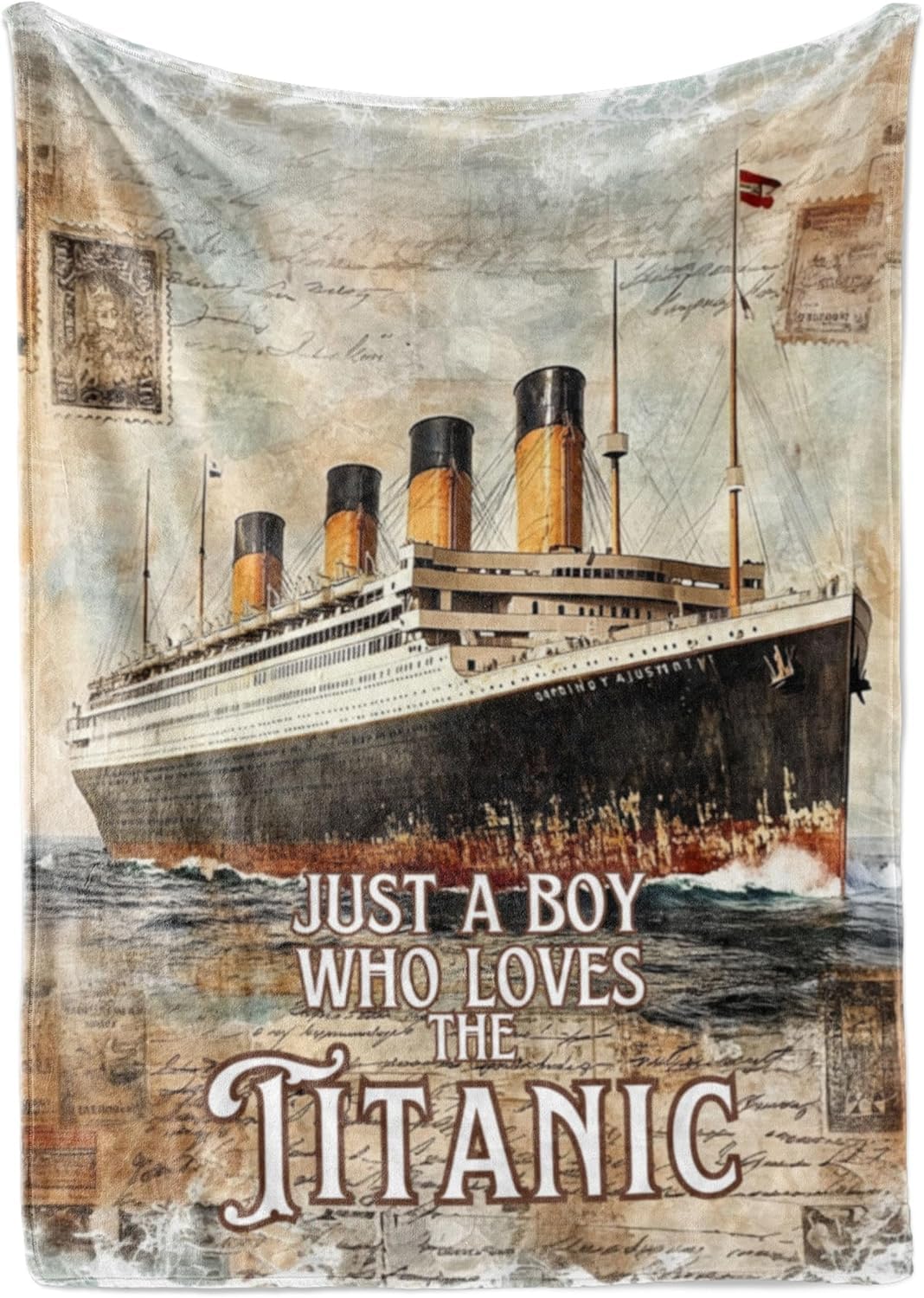 Huglanket Titanic Themed Flannel Plush Blanket, 50"x65" Soft Throw for Boys, Gift for Birthday & Christmas