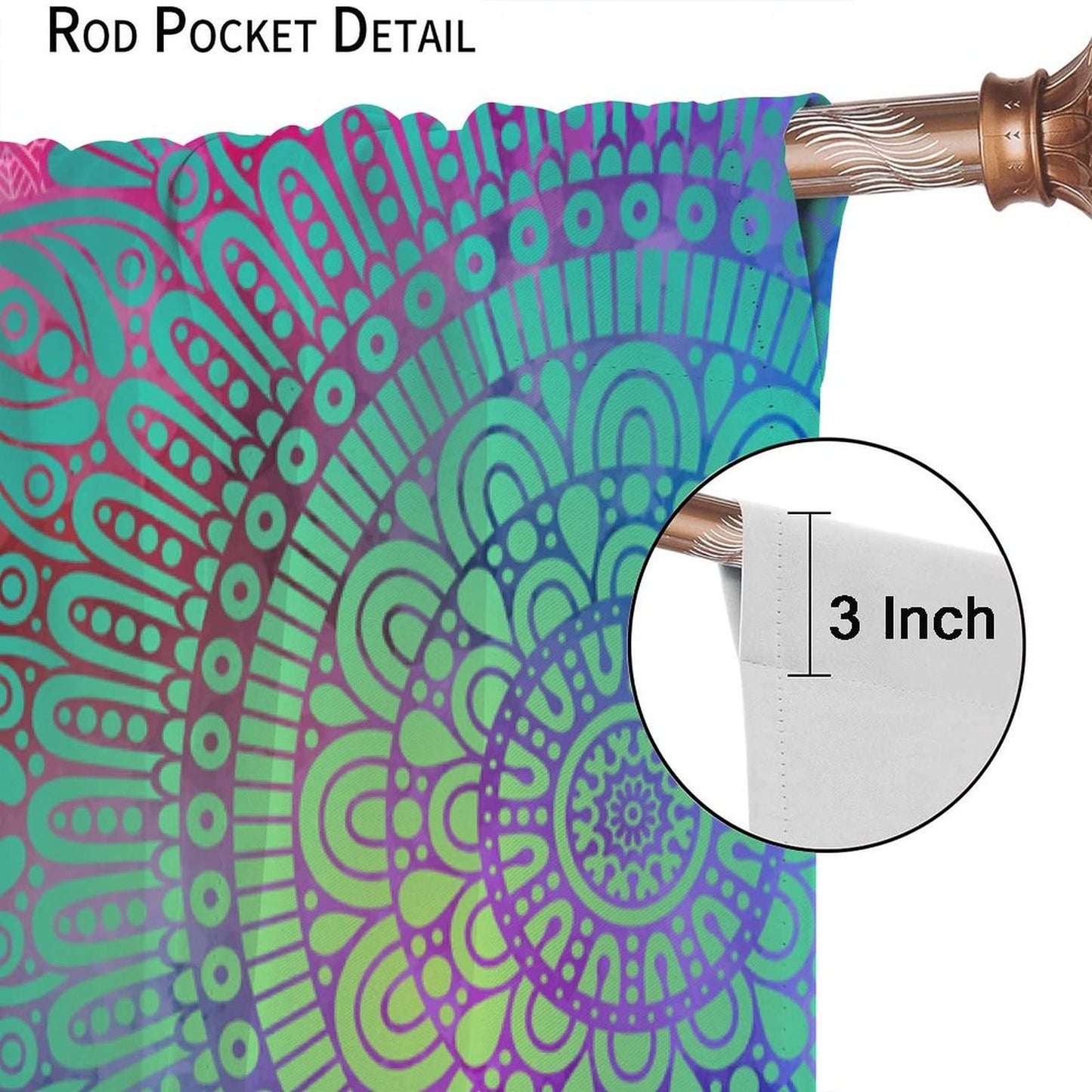 Mandala Indian Bohemian Curtain,Abstract Boho Floral Window Treatments Curtains for Living Room Bedroom Kitchen Bathroom Decor W42xL45in