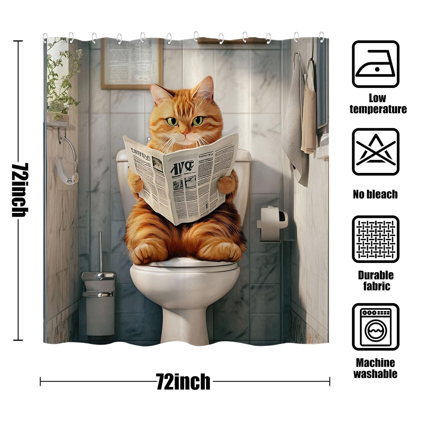 Wegklazax Cat Shower Curtain Funny Shower Curtain Fun Shower Curtains for Bathroom Animal Shower Curtain Set with 12 Hooks Funny-06 72×72 Inches