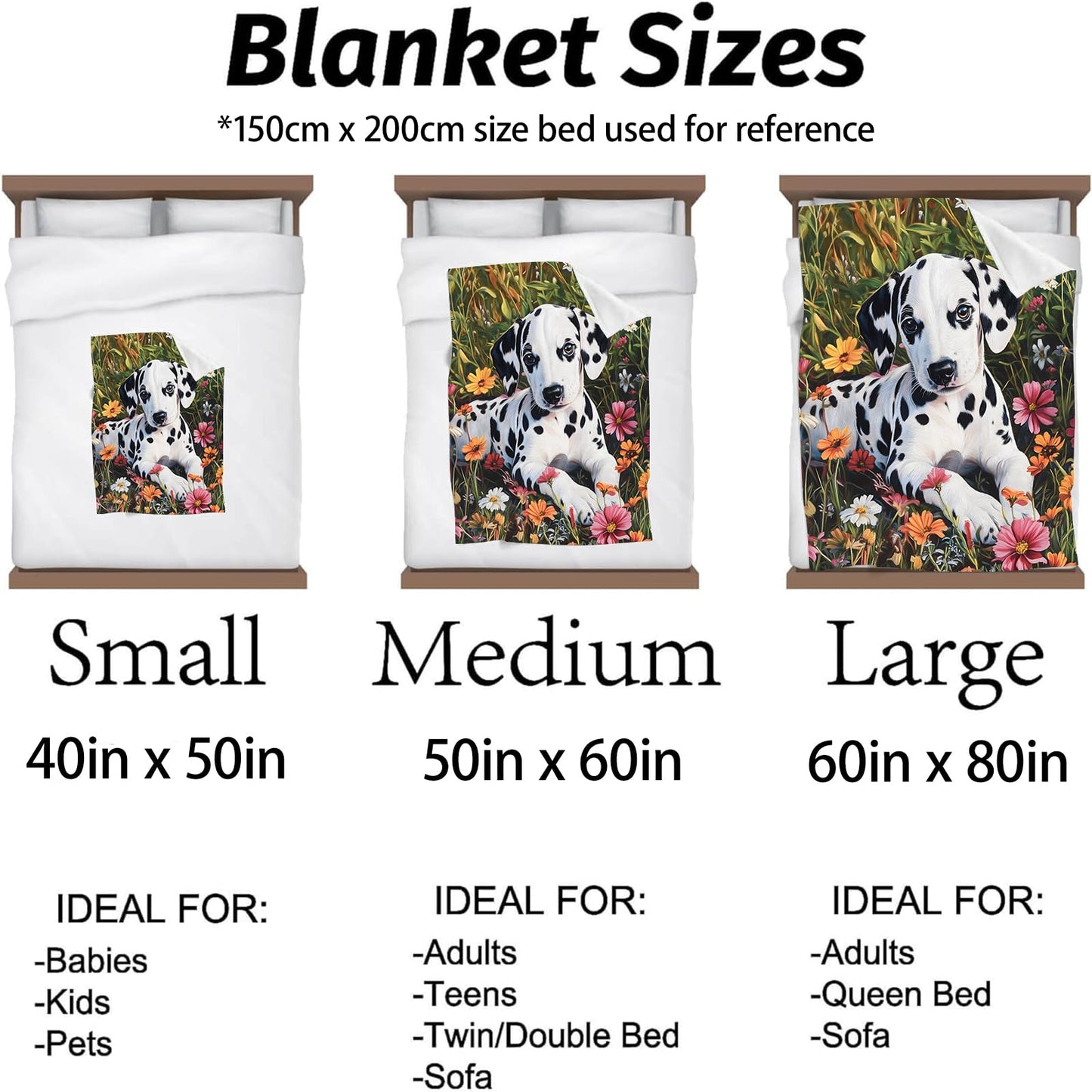 Kibue Cute Dalmatian Dog Blanket - Lightweight, Soft & Cozy Flannel Plush Throw Blanket for Travel, Sofa, Bedroom, Office - Warm Decor for Adults Kids Women 60"×50"
