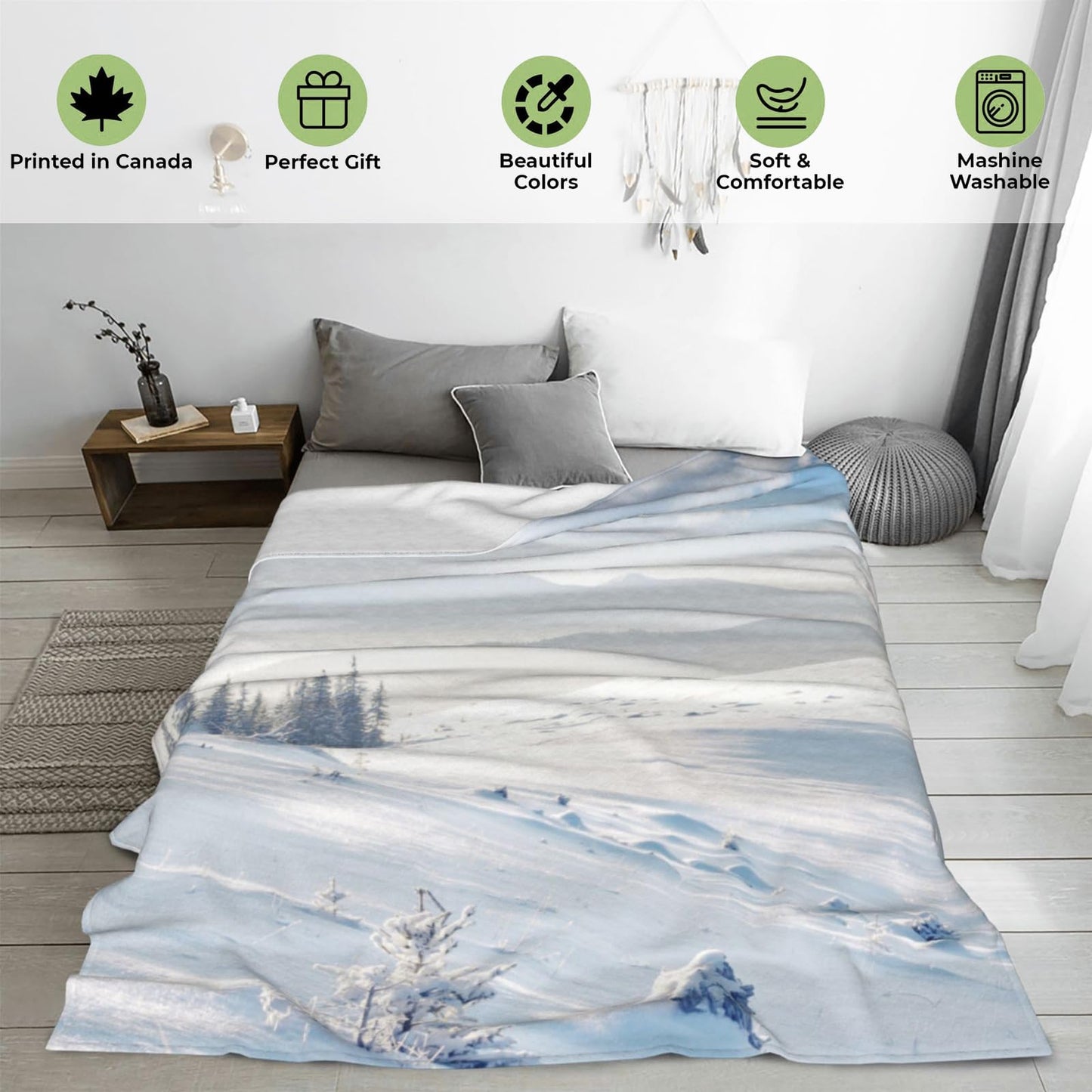 ICAAV Dolphin Ocean Blanket 50×60 Inch,Magical Moonlight Sea Lightweight Flannel Throw with Coral Reef, Treasure Chest and Marine Life, Fantasy Decor,Gifts for Kids, Teens,Dreamers
