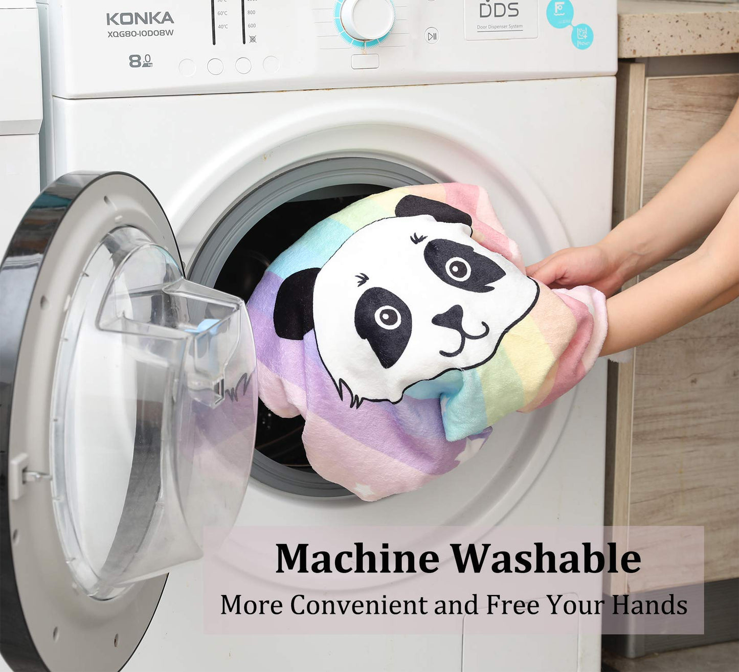 Panda Pattern Flannel Blanket - Super Soft Rainbow Cozy Throw for Girls Kids Teens, Lightweight, Cute Bedding for Home Bedroom Sofa Couch Gifts for Pandas Lover (Rainbow Panda, 50x60 Inches)