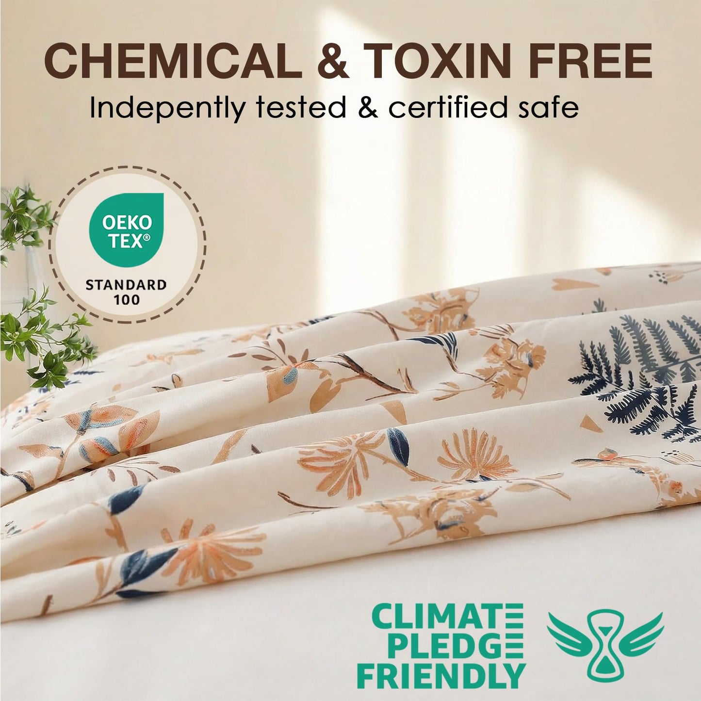 JSD Boho Floral Printed Sheet Set King Size, 4 Piece, Soft Botanical Pattern Microfiber Sheets Extra Deep Pocket