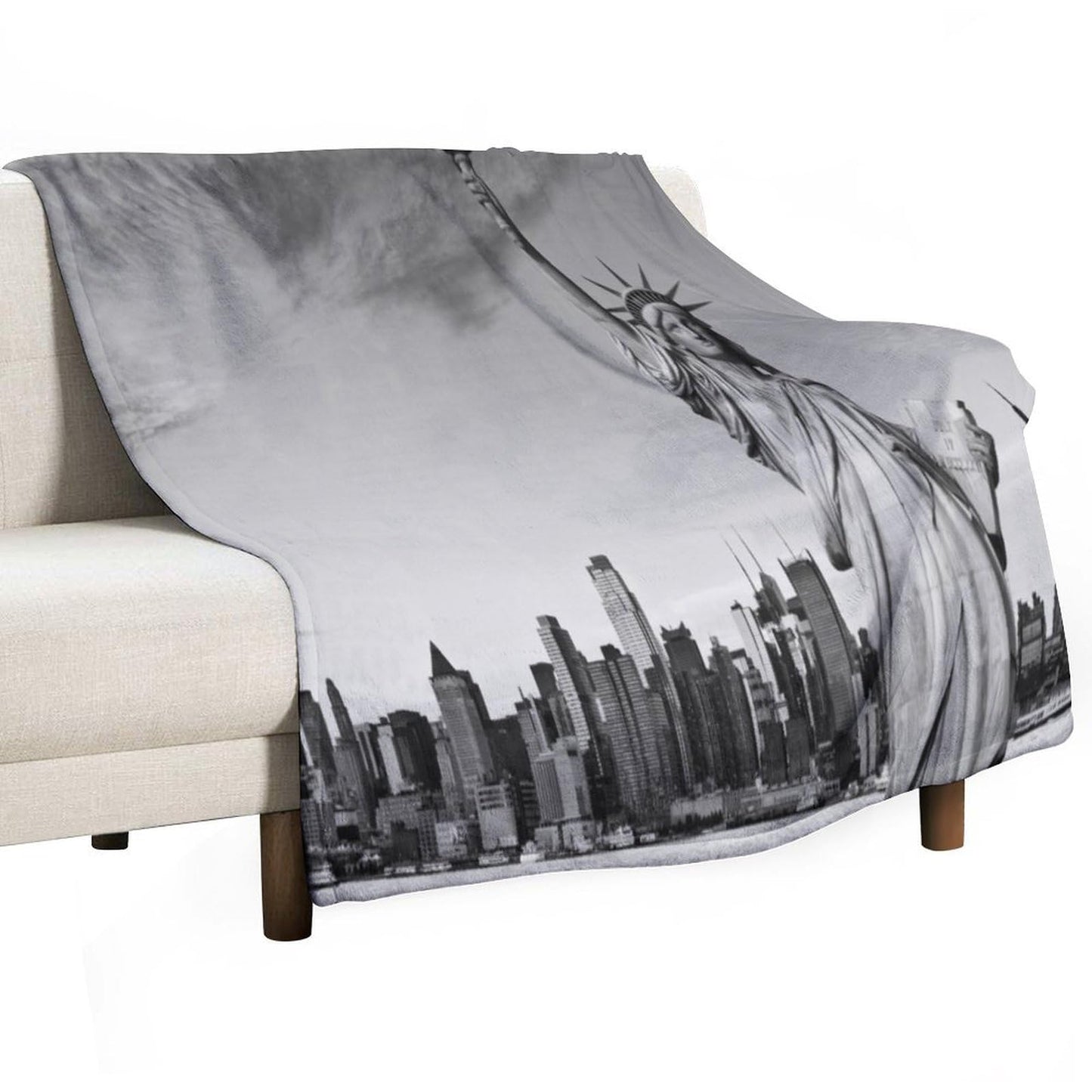 Cityscape Throw Blanket,New York Skyscraper Pattern Soft Cozy Warm Flannel Blankets for Sofa Couch Bed Gifts for Lover Kids Boys Grils Women Adults 30x40 Inch