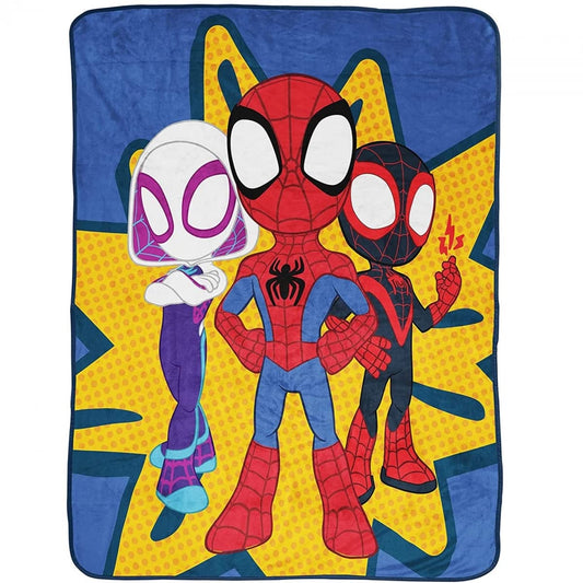 Jay Franco Plush Throw Blanket – 46" x 60" Inches Kids Hero Soft & Cozy Fleece Throw for Bedroom & Couch Décor, Official Licensed Product, Multi - Spidey & Friends