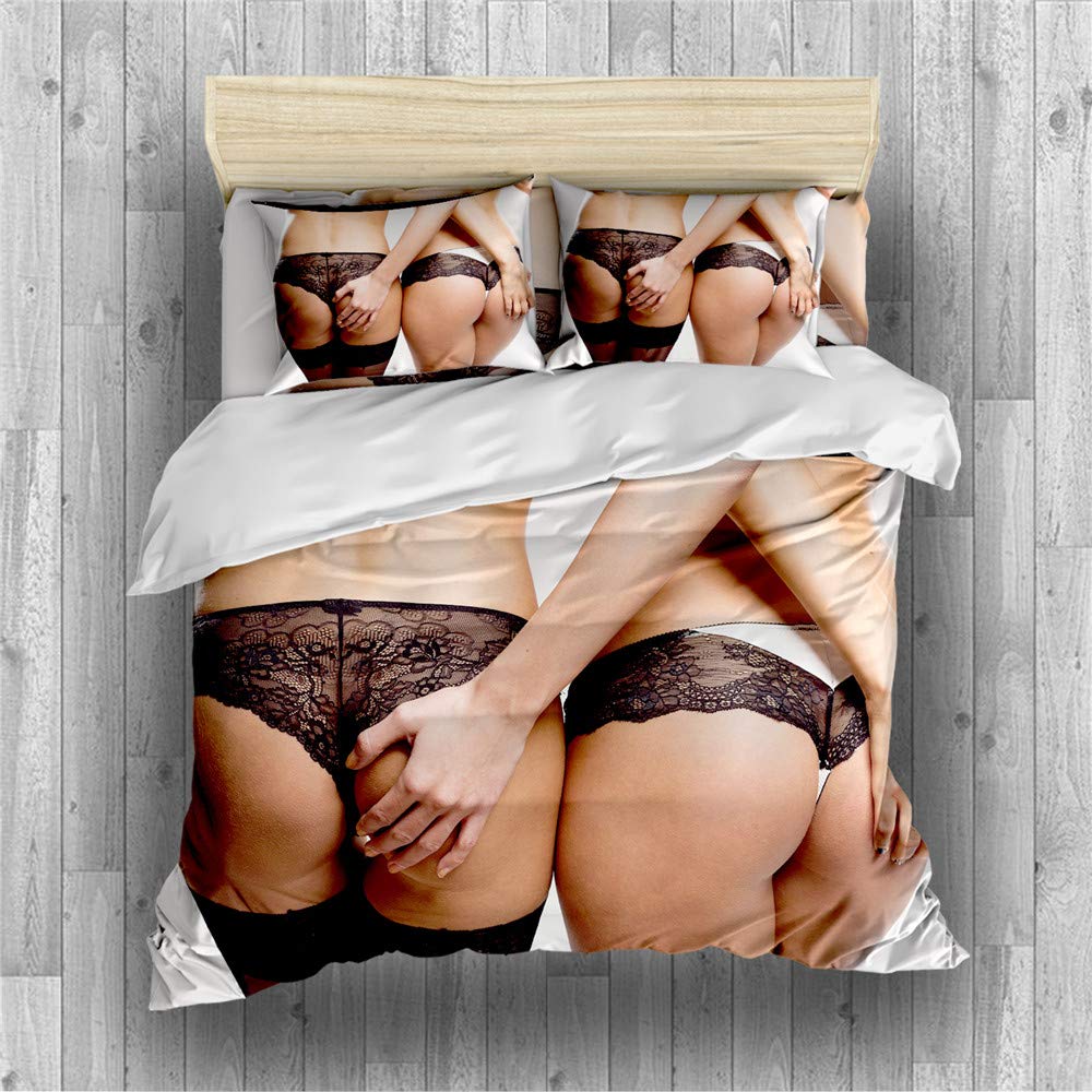 REALIN Sexy Duvet Cover Set Female Model Bedding Lace Motorcycle High Heels Bed Sets 2/3/4PCS Quilt Covers/Sheets/Pillow Shams,Twin/Full/Queen/King (A,Twin-172x218cm-3PCS)