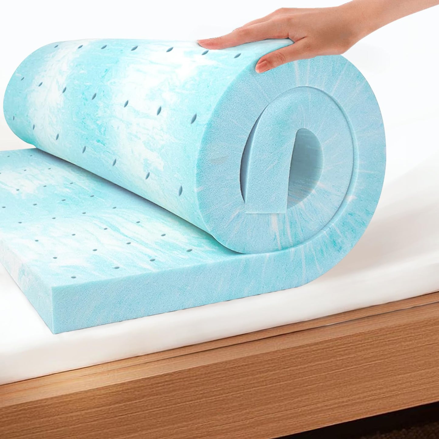 EGO Topper 2 Inch Queen Memory Foam Mattress Topper, Cooling Gel Foam Mattress Topper for Pressure Relief, Ventilated Design Bed Topper in a Box, CertiPUR-US Certified, 60"×80", Medium
