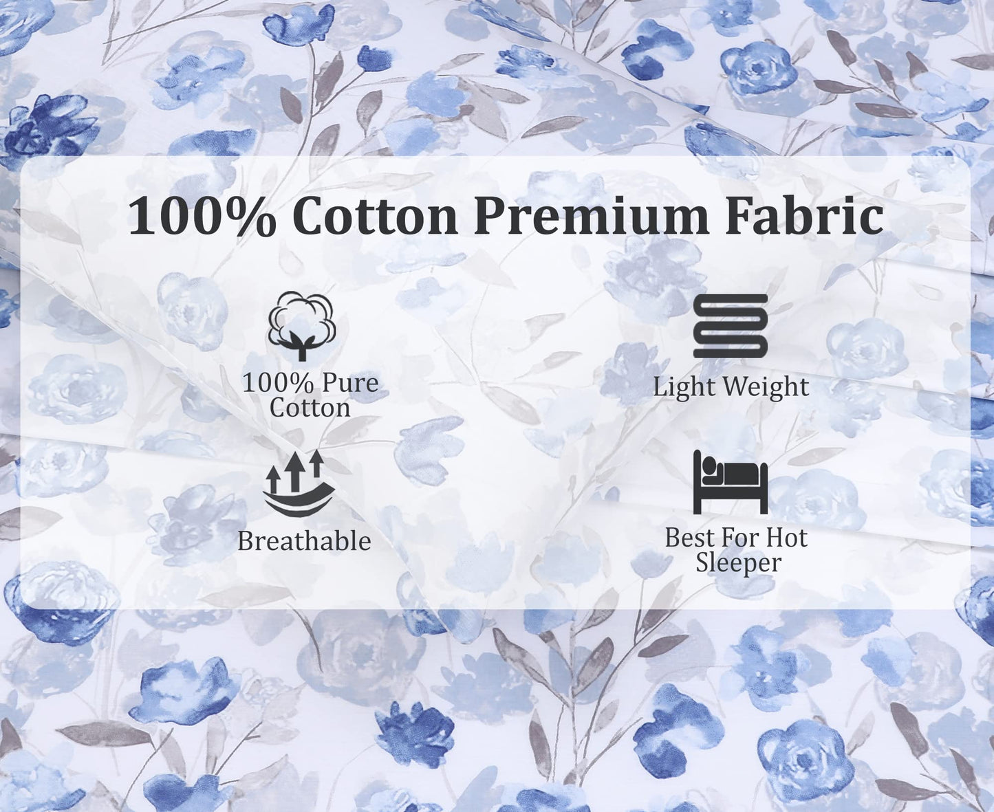RUVANTI 100% Cotton Percale Sheets Full Size, Monotones