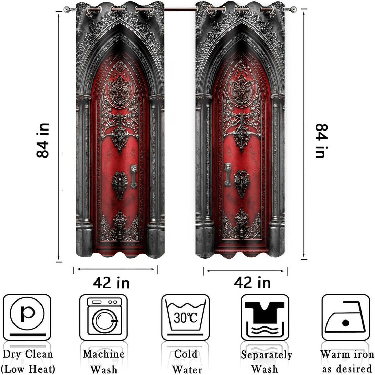 HIYSMT Medieval Castle Archway Blackout Curtains 4284inch Nordic Royal Palace Curtain Ancient Architectural Door Print Window Drapes for Bedroom Living Room Halloween Decoration 2Panels HILC05