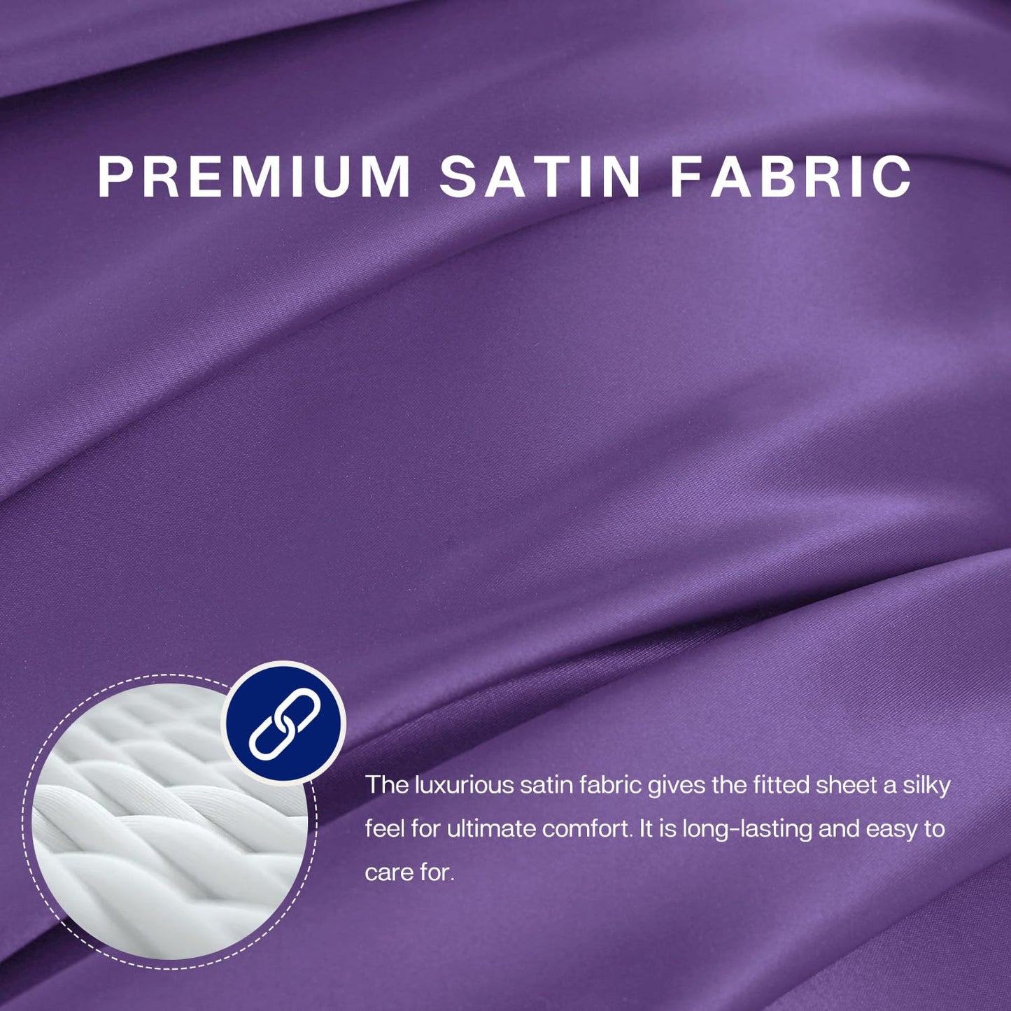MR&HM Satin Fitted Sheet Queen Size, Silky Bottom Sheet with Elastic Corner Straps, Deep Pocket up to 15 Inch, No More Slipping Off for Mattress - 1 Fitted Sheet Only (Lavender)