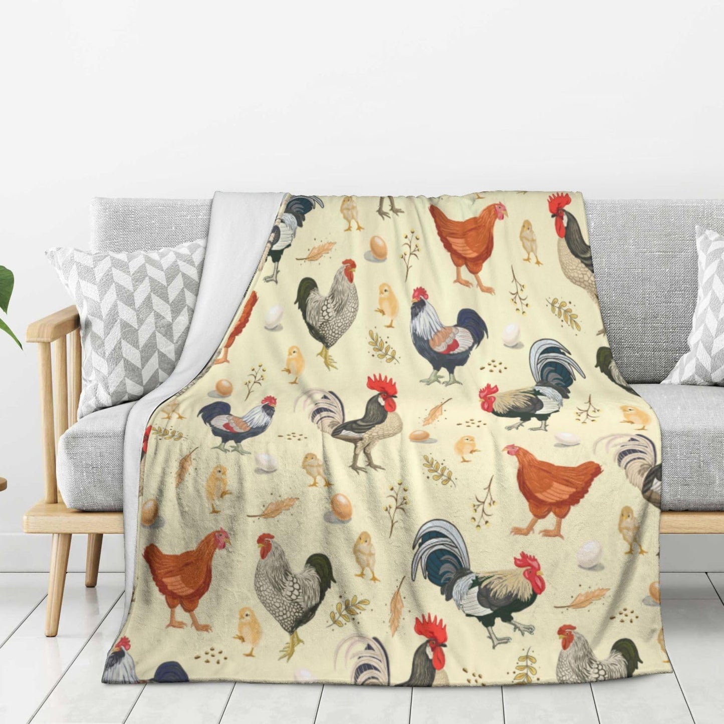 Chicken Throw Blanket 50"x40" Fuzzy Soft Cozy Rooster Chickens Blankets Warm Lightweight Plush Fleece Throw Blanket for Kids Men Women Gift Bed Couch Sofa