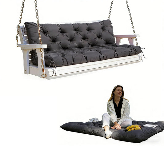 YIUPIERD Porch Swing Cushions Outdoor Swing Replacement Cushions 2-3 Seater Waterproof Thicken Backyard Swing Cushion with Backrest Replacement for Patio Garden Porch Furniture(Dark Gray 40×40 in)