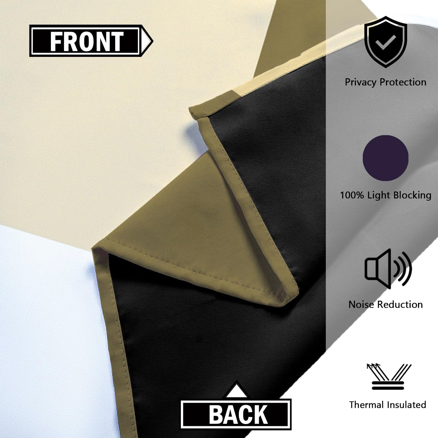 Tyrot Beige 100% Blackout Curtains for Bedroom 84 inch Long 2 Panels Set White Beige Modern Abstract Geometric Black Out Curtains Insulated Room Darkening Window Drapes for Living Room, 52Wx84L