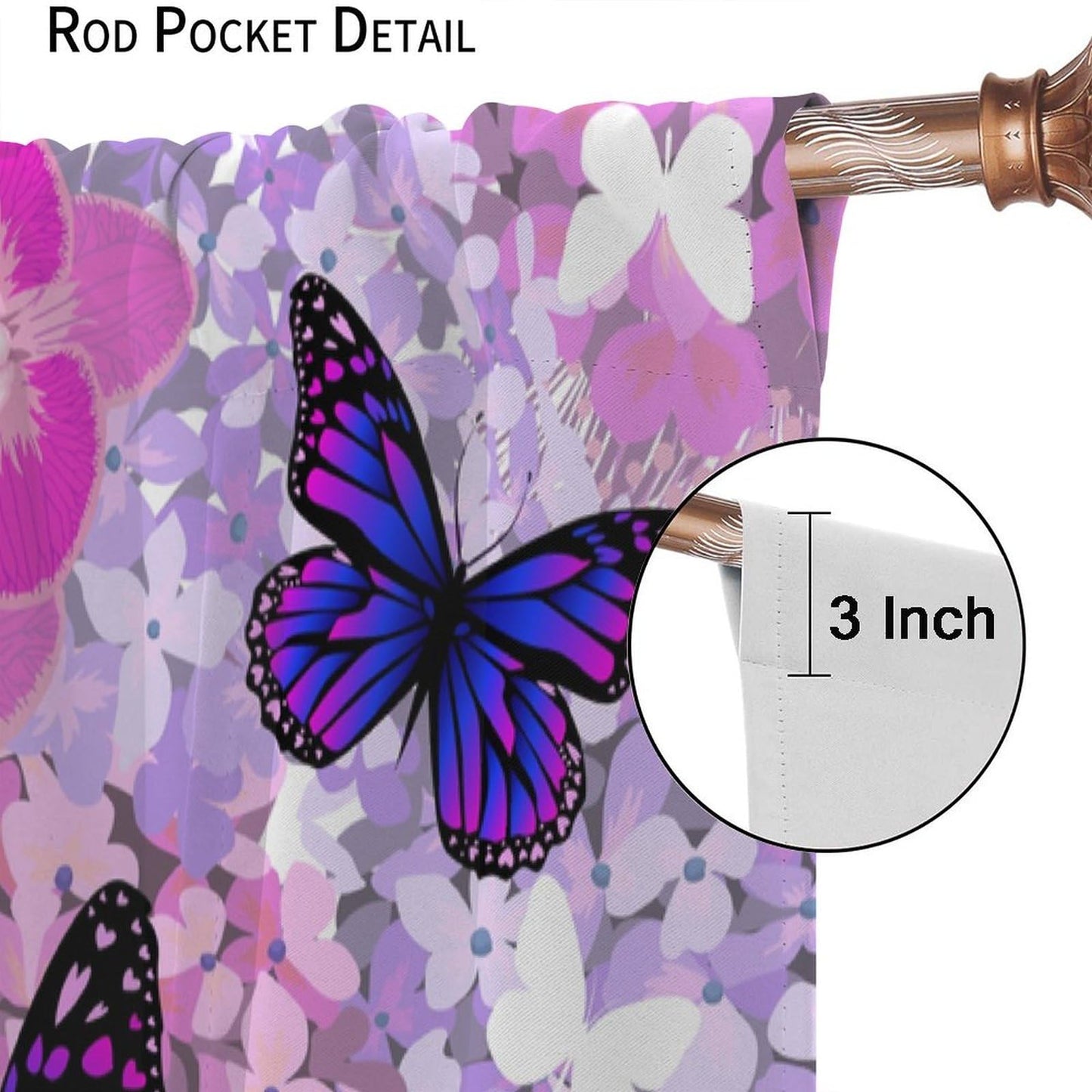 Butterfly Decor Curtains for Girls Boy Home Decor, Romantic Fantasy Butterflies Floral Thermal Insulated Drapes Darkening Window Curtain for Bedroom Living Room Set 2 Panels,42x45 Inches