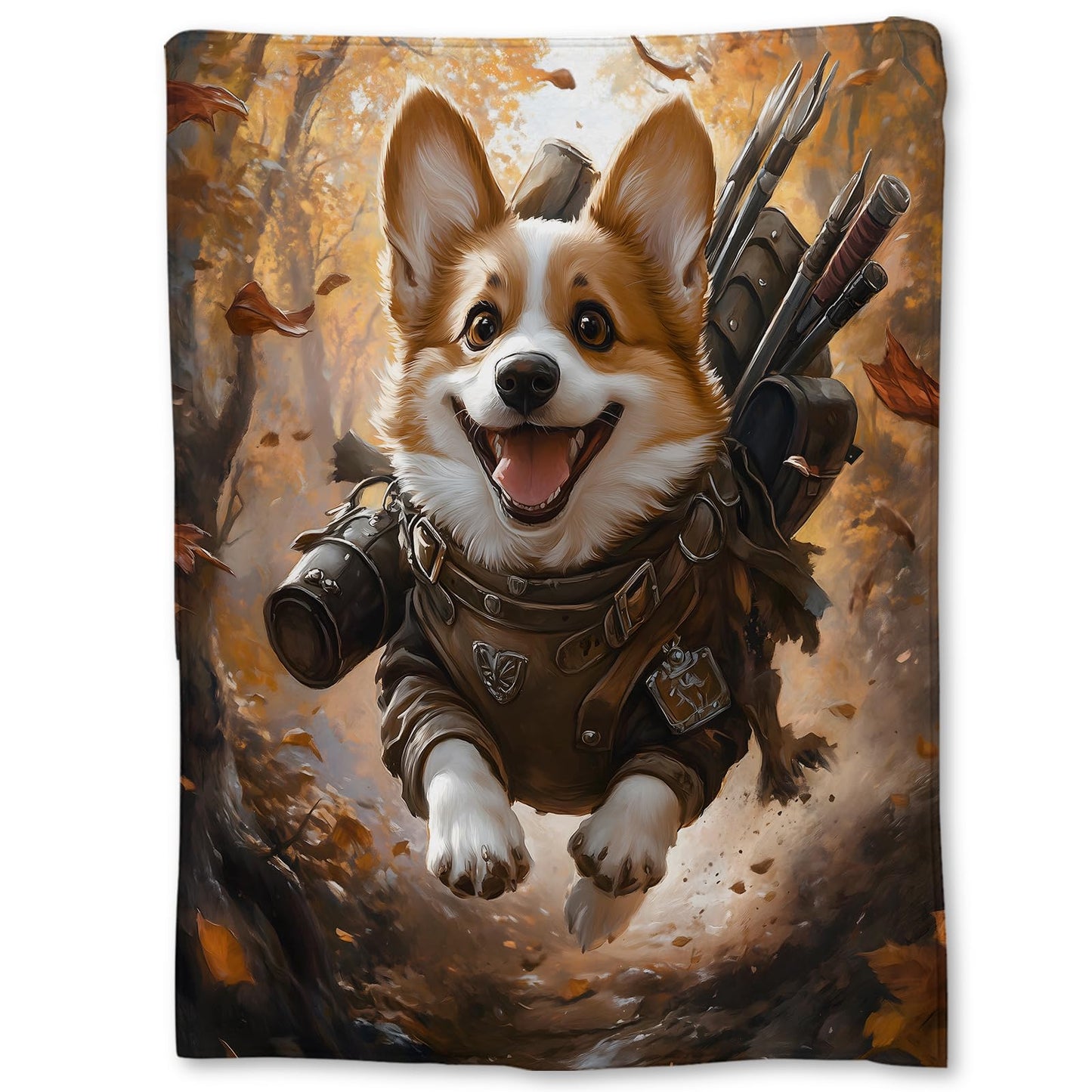 Ti Caldi Playful Corgi Blanket, Soft Cozy Flannel Throw Blanket for Adults Kids Women Men, Lightweight Warm Fuzzy Blankets for Bed, Couch, Travel & Home Decor 60×50 in
