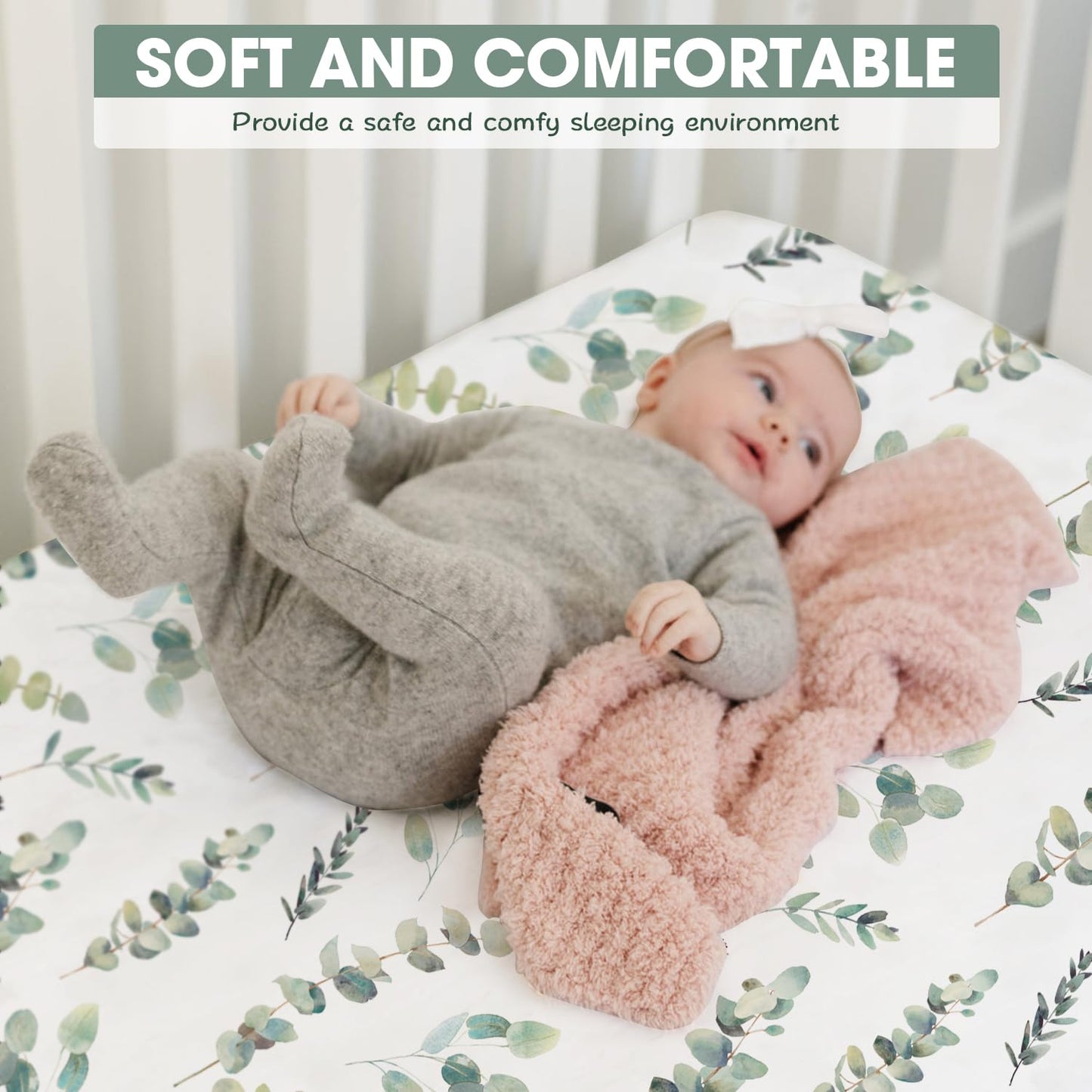 Bimocosy Crib Sheets 4 Pack, Baby Crib Sheets Fitted for Boys and Girls Breathable & Snug Fit, Soft Toddler Bed Sheets for Standard Crib Mattress Nursery Daycare Essentials, Bear Cub