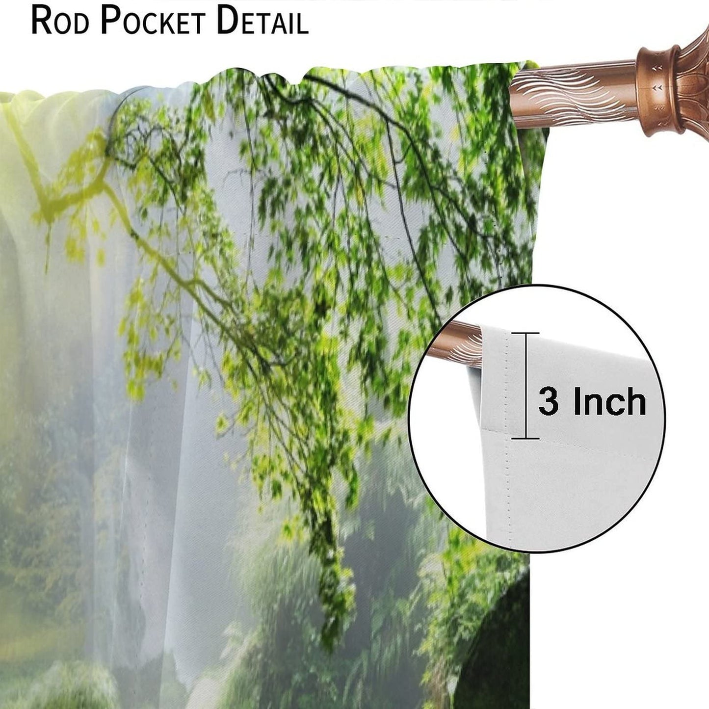 Spring Waterfall Curtains Forest Moss Green Plants Theme Bedroom Living Room Cafe Decor Rod Pocket Blackout Window Drapes 2 Panels Set 42x45in