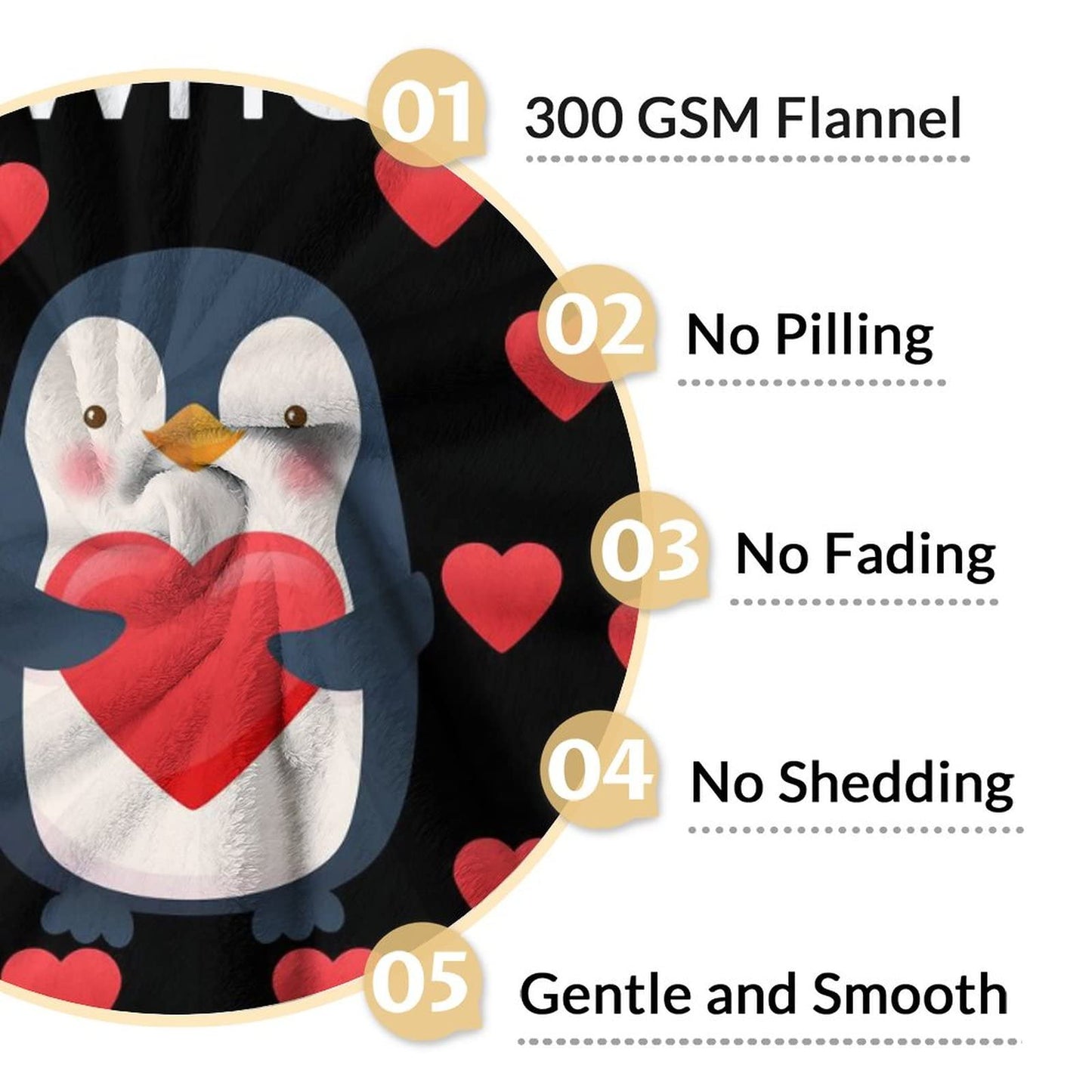 Penguin Blanket Gifts - 60"x80" Cute Throw Blanket for Adults, Kids - Black Soft Plush Blankets for Bed, Couch & Living Room
