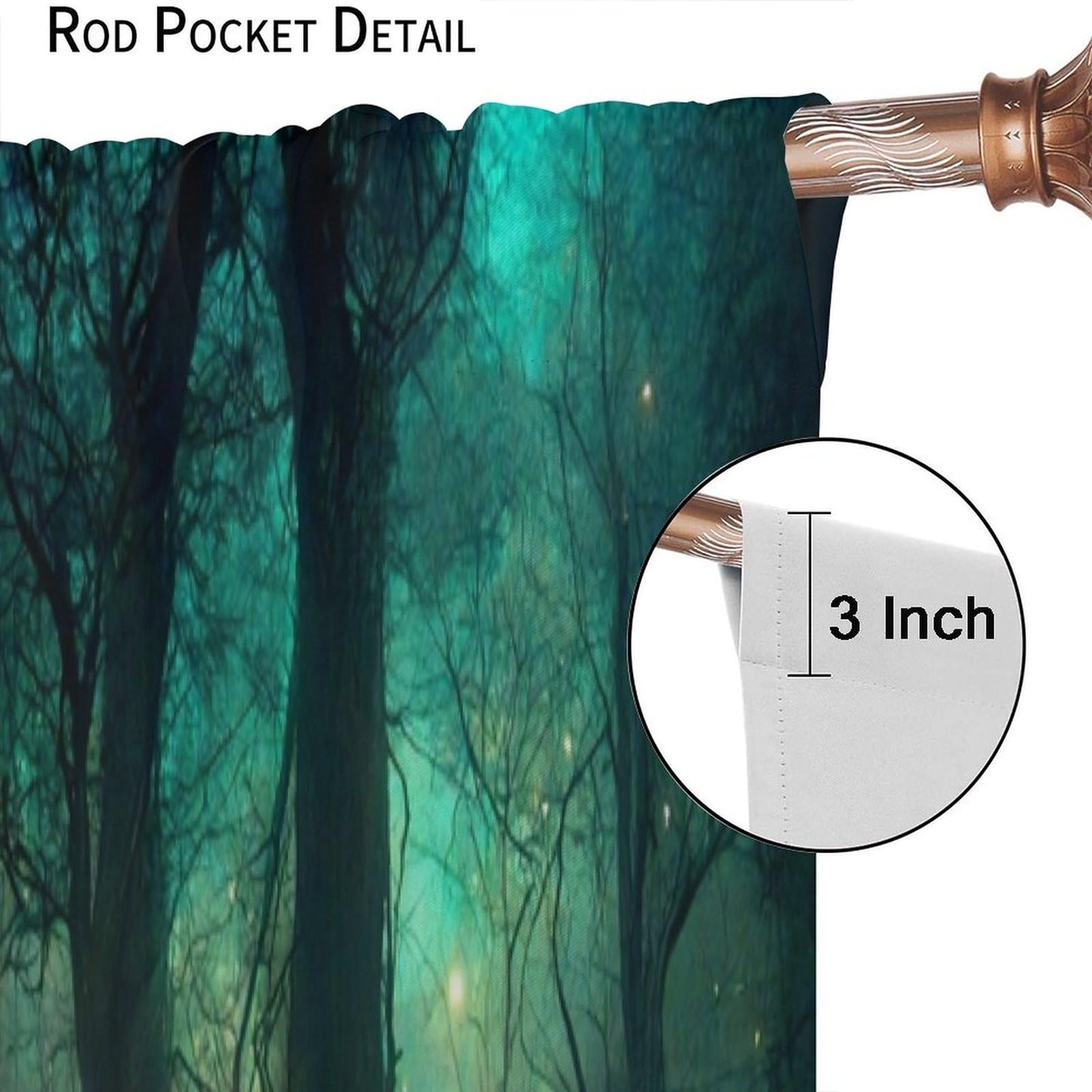 Fantasy Forest Curtains, Enchanted Trees Dreamy Mist Forest Glowing Lights Landscape Window Treatments Drapes for Bedroom Living Room 42x45in