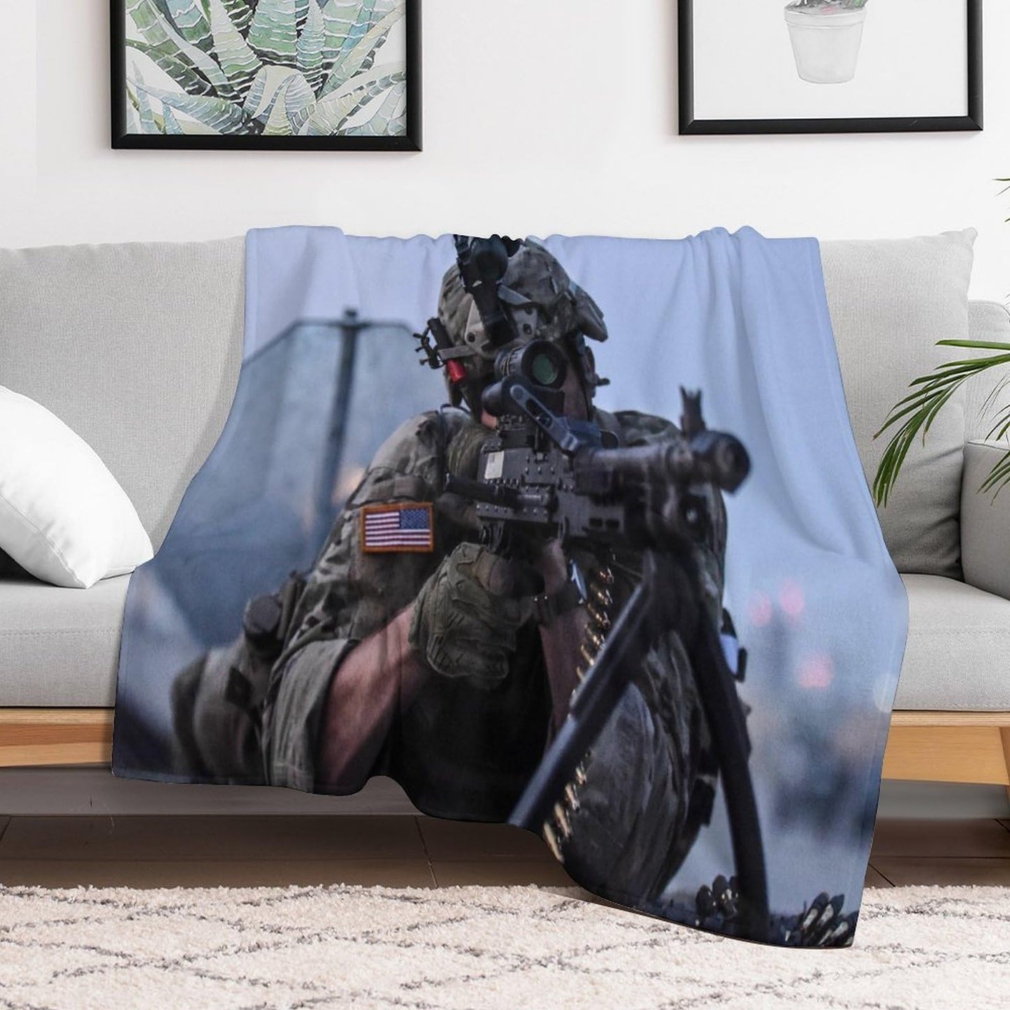Military Art Flannel Blankets Featuring Fully Armed Special Forces Soldiers(3) Flannel Blanket Wool Soft Blanket Lightweight Plush Suitable for Sofa, Bed, Comfortable Sofa 30x40in（75x100cm）