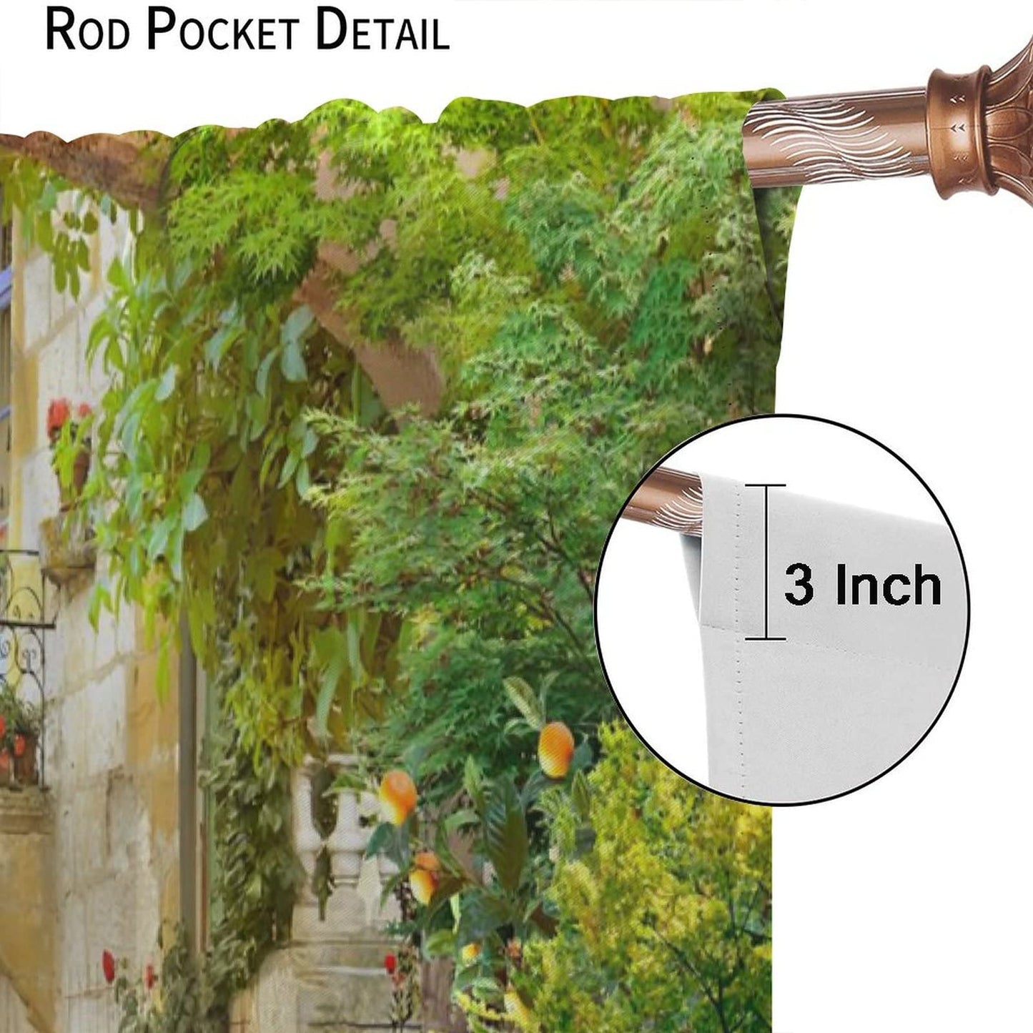 Italy Natural Scenery Curtains,Country Old Stone Arch Garden View Vintage Style Room Darkening Window Drapes for Living Room Bedroom Dining Room W42xL45in