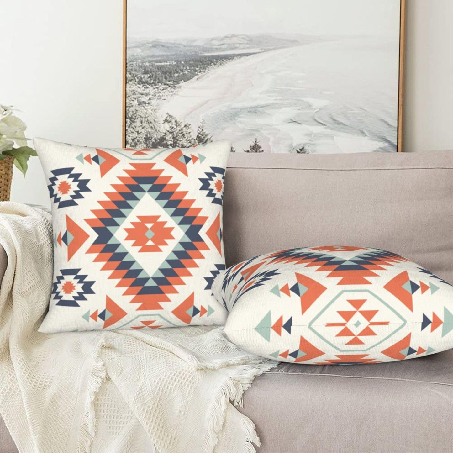 aipoase Aztec Throw Pillow Covers 18 X 18 Inch Set of 2 Pillow Cases Decoration Cushion Cover for Sofa Bedroom Living Room Outdoor
