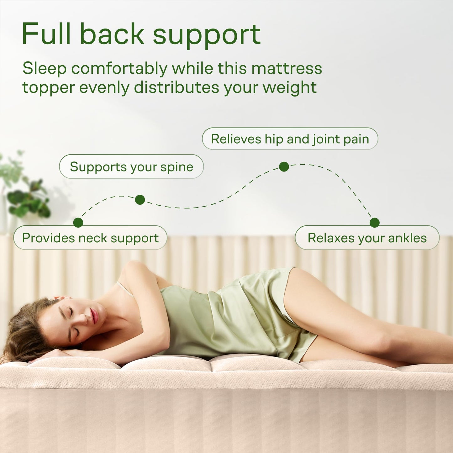 Niagara Sleep Solution Ultra Soft Full Size Mattress Topper - Rayon Derived from Bamboo Pillow Top Mattress Pad for Back Pain Relief - Naturally Cooling for Hot Sleepers, Beige