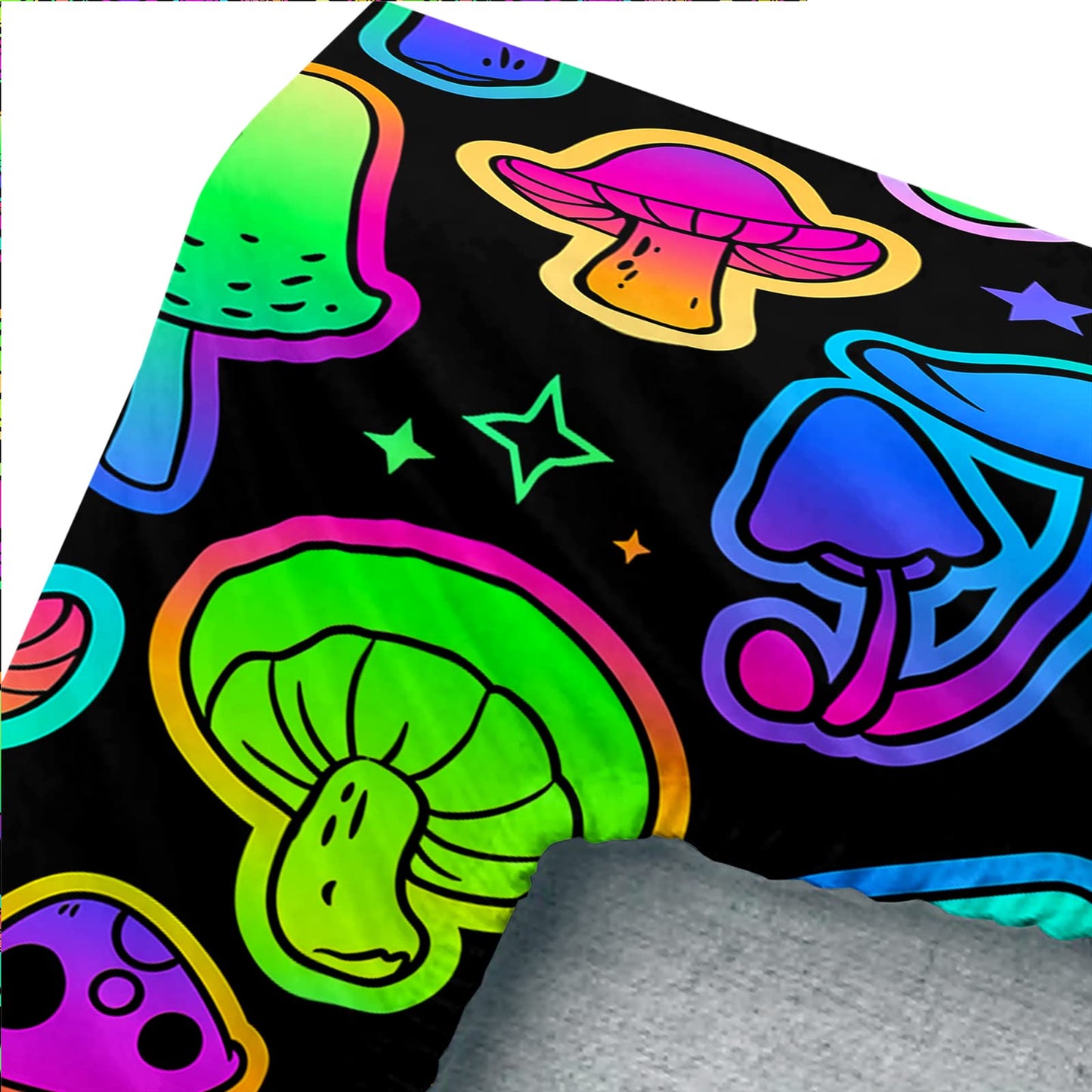 Axolotl Mushroom Sheet Set Kids Bedding Twin,4Pcs Colorful Soft Gradient Mushroom Bedding Set with 1 Fitted Sheet 1 Flat Sheet 2 Pillowcases,Cute Bed Sets for Kids Boys Girls Teens Adults,Black Neon