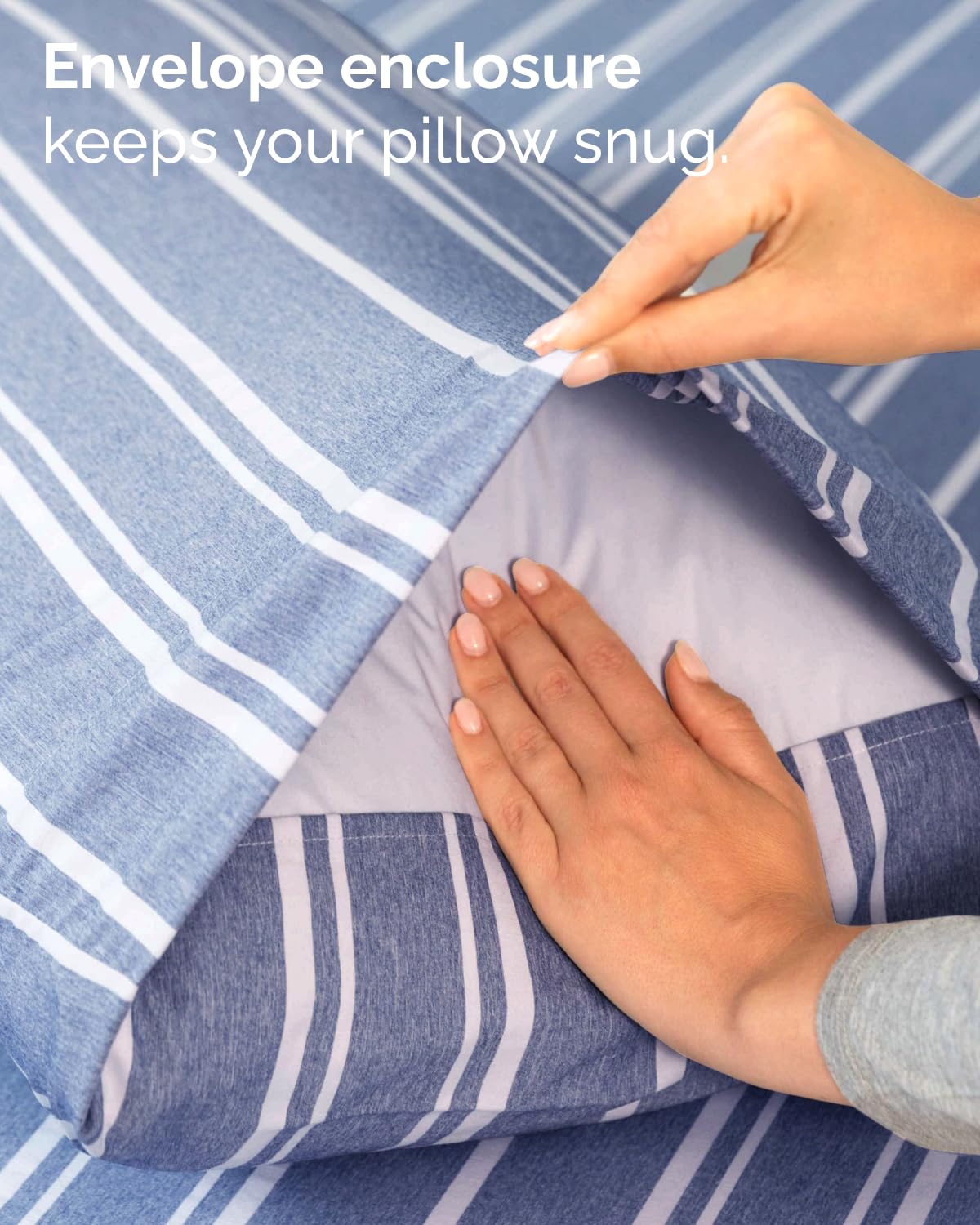 Twin Size 3 Piece Sheet Set - Comfy Breathable & Cooling Sheets - Hotel Luxury Bed Sheets for Women & Men - Deep Pockets, Easy-Fit, Soft and Wrinkle Free Sheets - Blue Stripes Oeko-Tex Bed Sheet Set