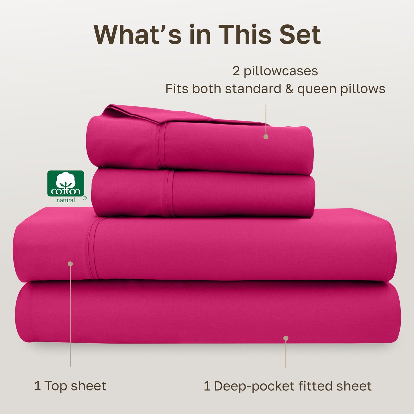 California Design Den Soft Queen Size 100% Cotton Sheet Sets, 400 Thread Count Good Housekeeping Award Winner, Silky Sateen Weave with Deep Pockets, Long Staple Cotton Queen Bed Sheet Set - Hot Pink