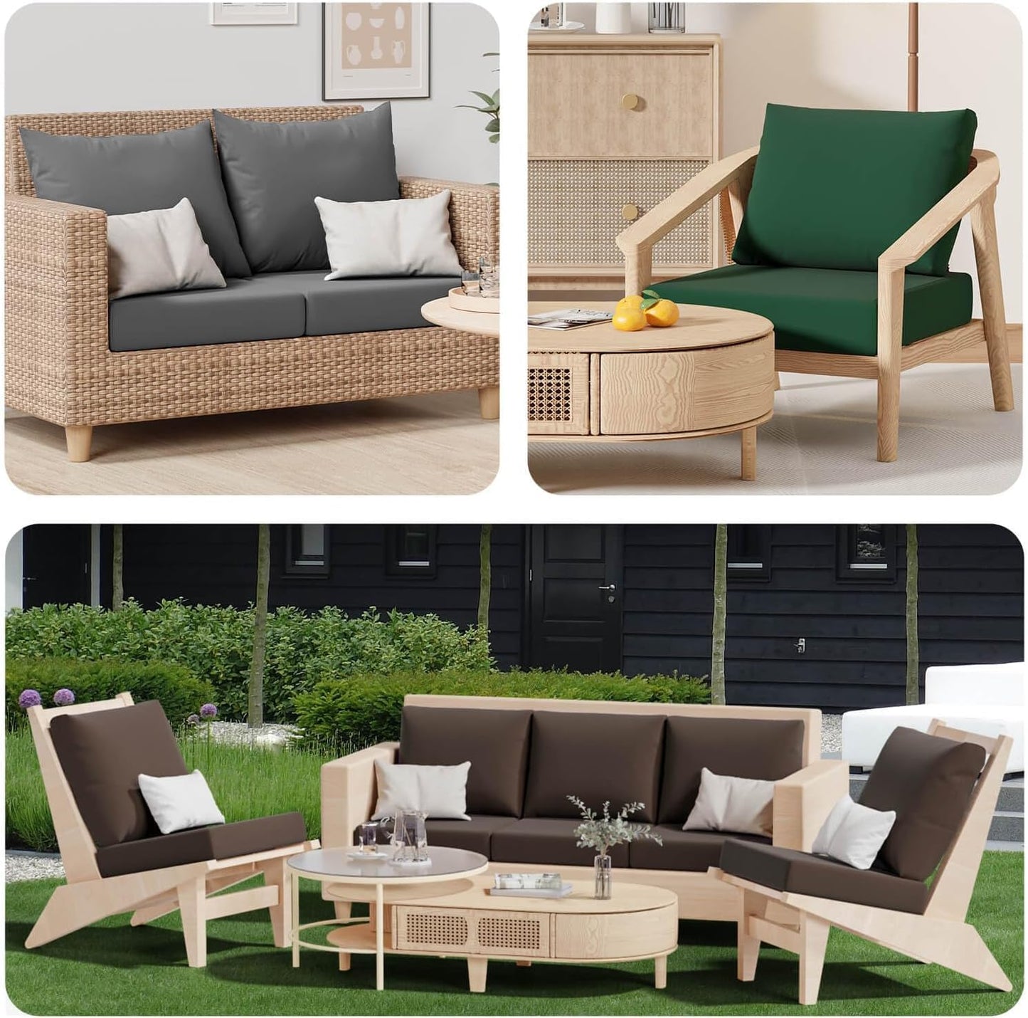 Vorshape 14Pcs Patio Stretch Cushion Covers, Outdoor Couch & Sofa Replacement Slipcovers for Patio Furniture Cushion Covers, Washable Reusable Furniture Protector, Square Large, Beige