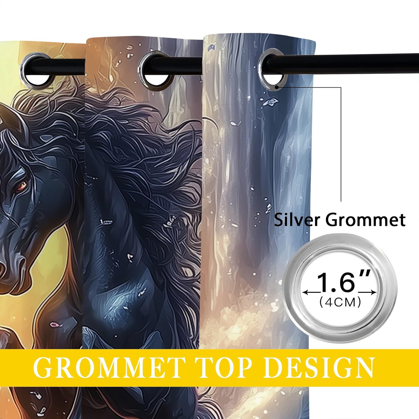 ONINUO Rainbow Unicorn Blackout Curtains for Girls Boy Home Decor, Fantasy Unicorn Animal Art Grommet Thermal Insulated Drapes Darkening Window Curtain for Bedroom Living Room, 42 x 45 Inch