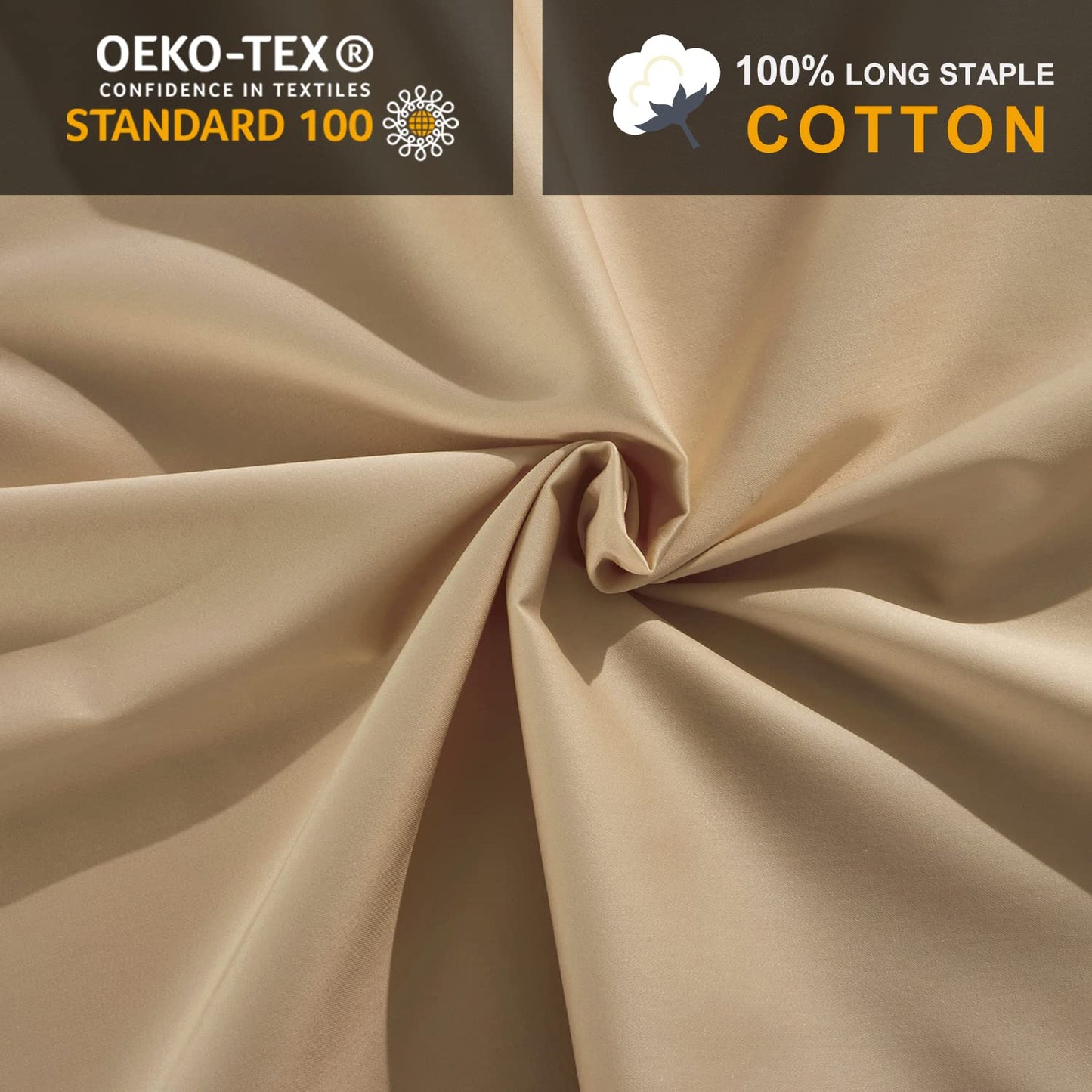 MILDLY Deep Pocket Fitted Sheet Only Queen Size 60"x80" 100% Long Staple Cotton Champagne Gold Breathable Bottom Sheet Fits Up to 14" Deep Mattress
