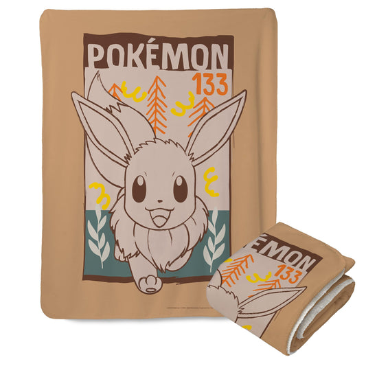 NORTHWEST Pokemon Mink Sherpa Throw Blanket, 50" x 60", Eevee in The Wild