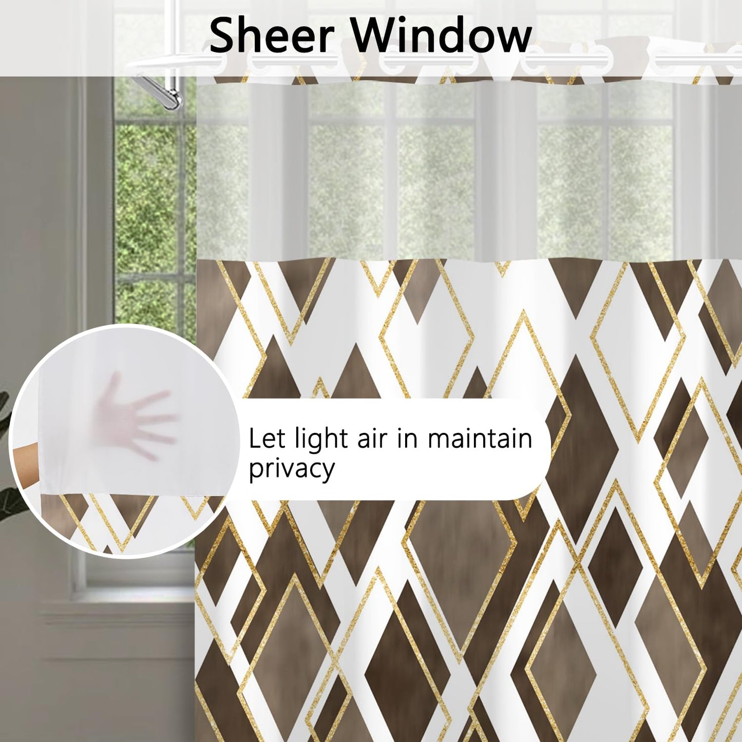 NAEMBCU No Hook Shower Curtain and Liner Set 71x74 Inch