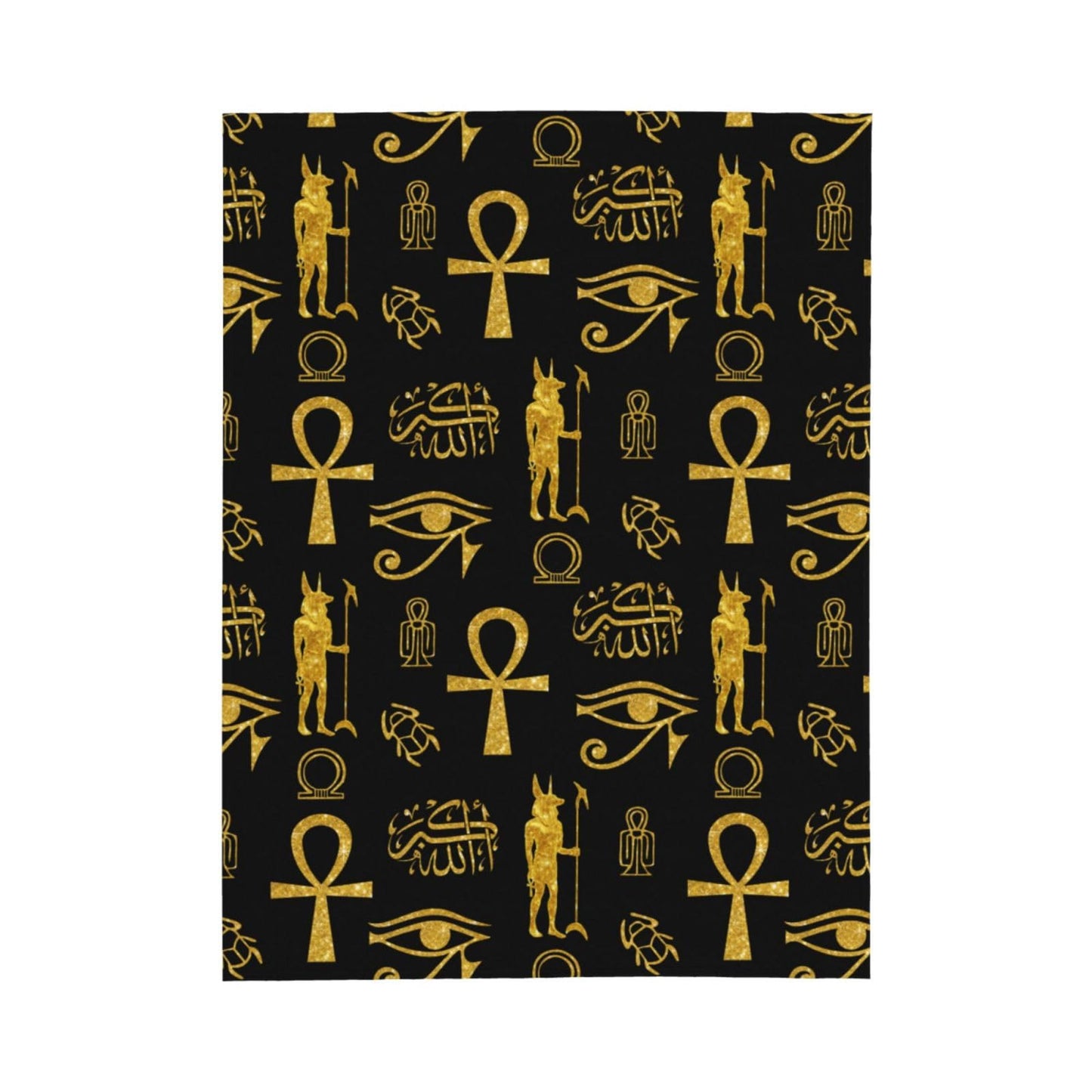 Ancient Egyptian Ankh Cross Gold Allahu Akbar Anubis Blankets for Mens Womens Boys Girls Gifts 60X50 Inches Ultra-Soft Warm Lightweight Bedding Throw for Bed, Sofa, Couch