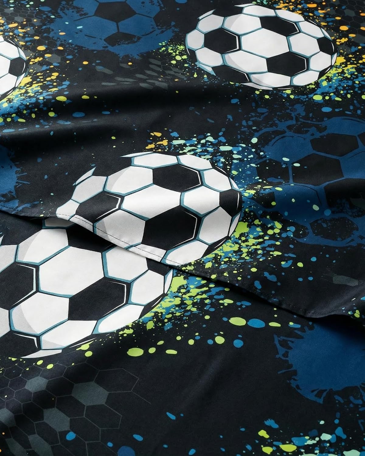 CGK Unlimited Kids Midnight Soccer Full 4 Piece Sheet Set - Boys, Girls, Teens, Toddler - Easy Fit Deep Pockets - Soft, Cooling & Breathable Sheets - Cute, Cozy, Fade & Wrinkle Free - Machine Washable