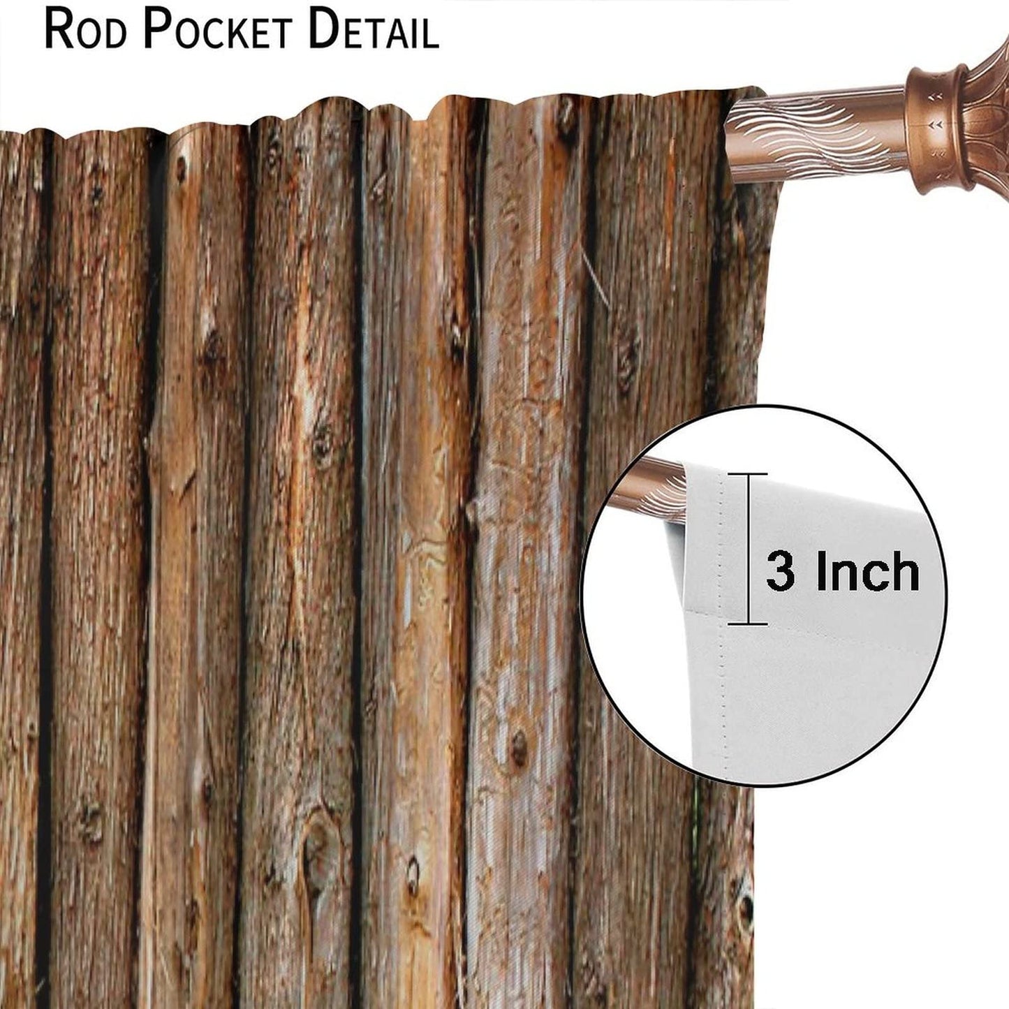 GoDazzling Rustic Wooden Barn Door Blackout Windows Curtains, Old Wood Texture A Row of Wooden Posts, for Living Room Bedroom 42x45in 2 Panels