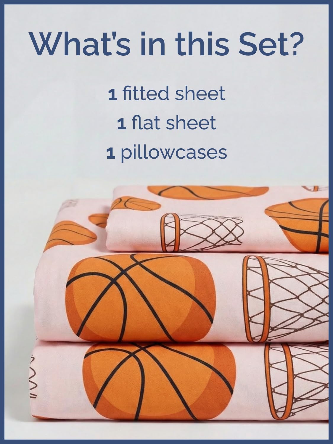 CGK Unlimited Kids Basketball Twin 3 Piece Sheet Set - Boys, Girls, Teens, Toddler - Easy Fit with Deep Pockets - Soft, Cooling & Breathable Sheets - Cute, Cozy, Fade & Wrinkle Free - Machine Washable