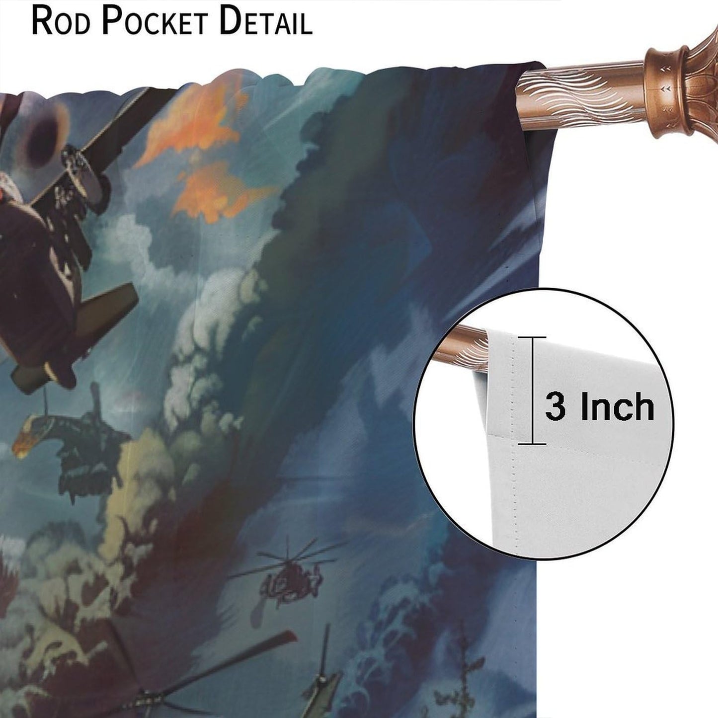 TOWINSFB Military War Theme Blackout Curtains, USA Tank Plane American Soldier Home Decor Rod Pocket Window Drapes for Living Room Bedroom - 42" W x 45" L