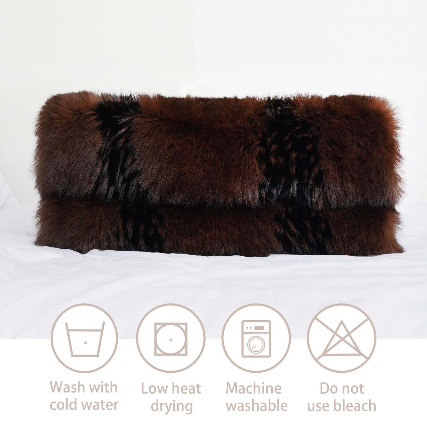 inchgrass Fox Faux Fur Blanket Luxury Fur Throw Blanket Sofa Fluffy Blanket Super Warm Elegant Cozy Fuzzy Throw Blankets for Couch,Armchair and Bed Washable Plush Blankets 74"x90" Brown Throw Blanket