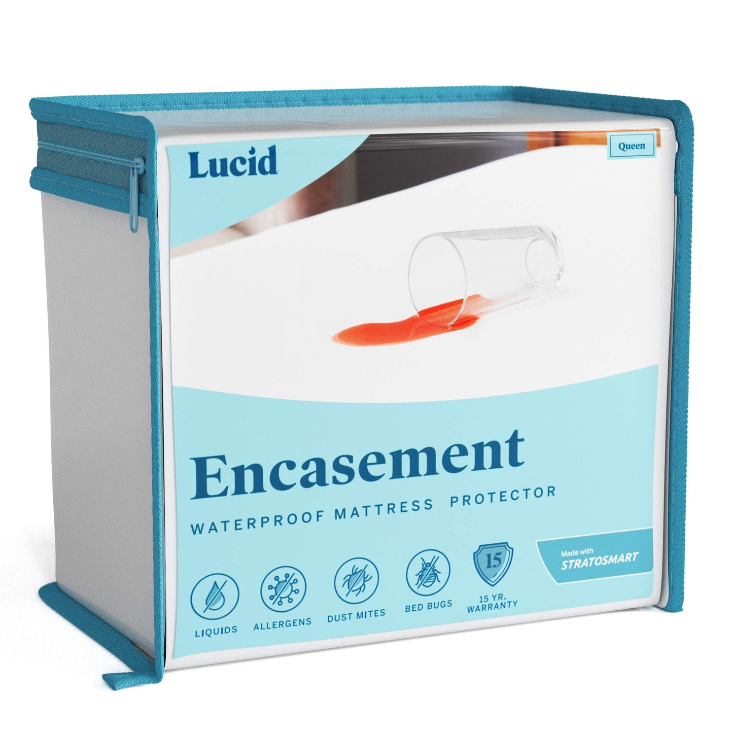 LUCID Zippered Mattress Encasement – Waterproof Full Size Mattress Protector – Fits Mattresses 6 to 18 Inches with Secure Elastic – Shields All 6 Sides – Quiet cover – White