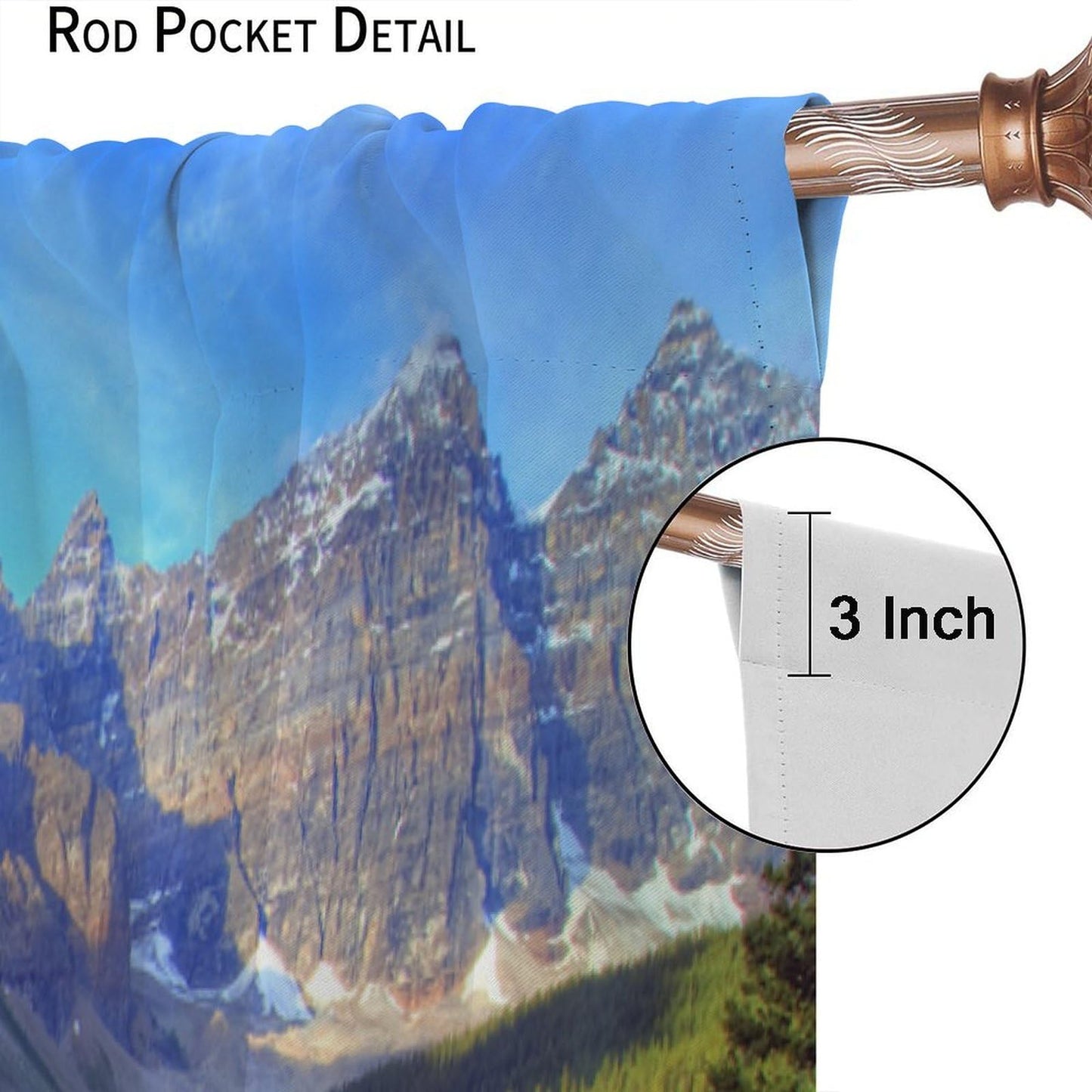 AAVEUP Nature Landscape Curtains for Kitchen,Forest Tree River Mountain Scenery Scene Design Print Window Drapes for Boys Girls Bedroom Living Room 42x45in