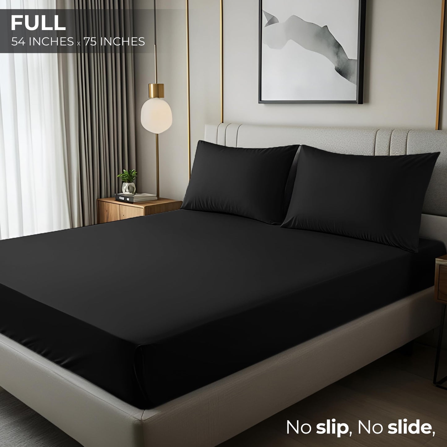 Utopia Bedding Full Fitted Sheet - Bottom Sheet - Deep Pocket - Soft Microfiber - Shrinkage and Fade Resistant - Easy Care -1 Fitted Sheet Only (Black)