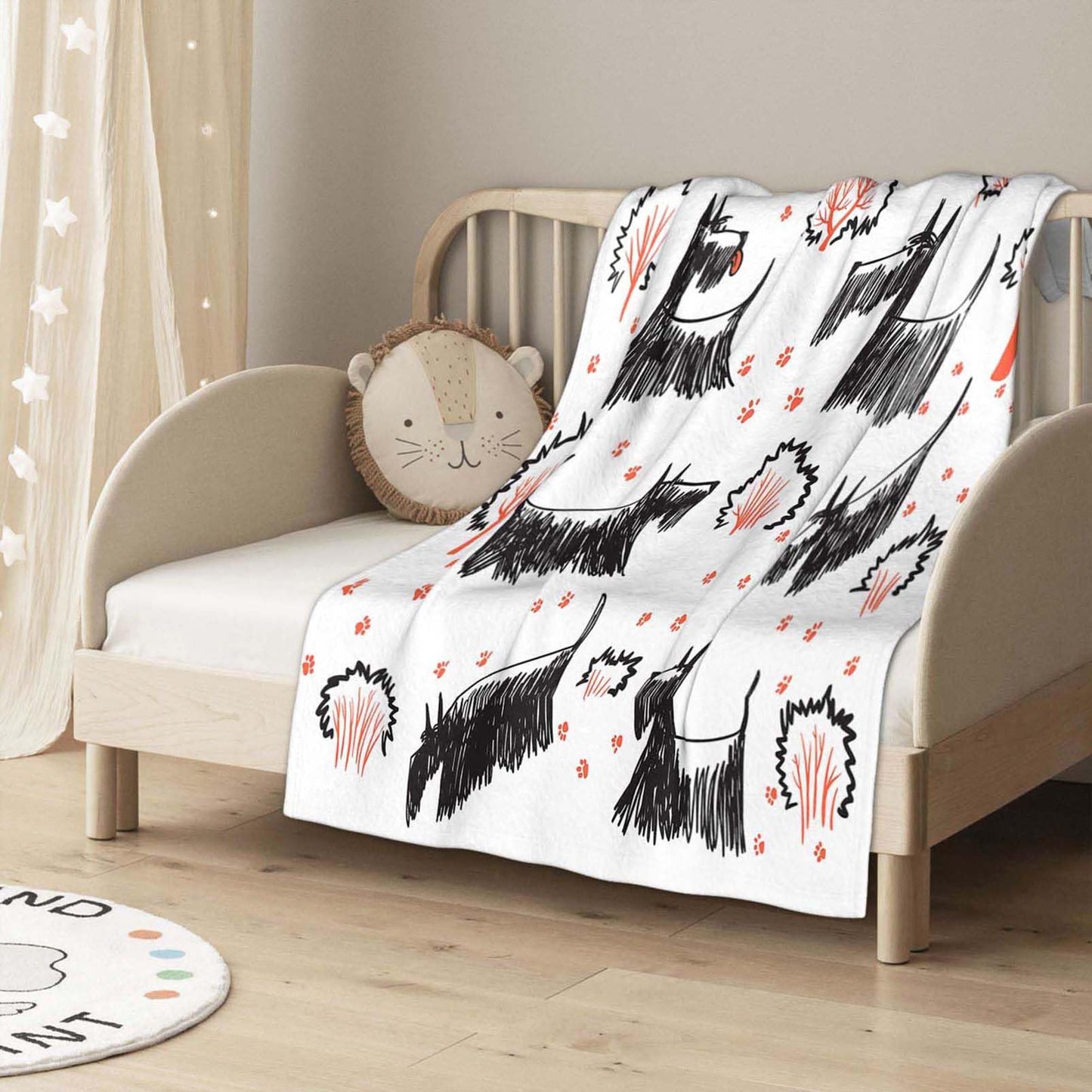 Throw Blanket 50x60 Inch,Dog Sketch Animal Scottie Terrier Cozy Soft Lightweight Fuzzy Flannel Blanket 60x50 Inch Suitable for Couch Bed Sofa Living Room in All Seasons