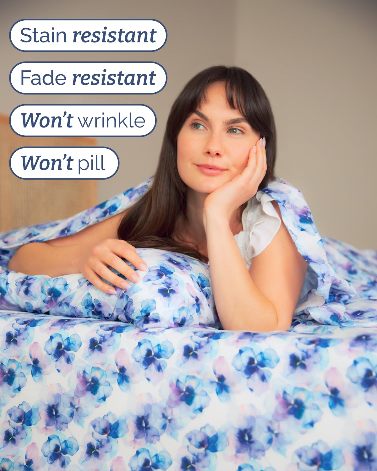 Floral Sheets - Flower Print Bed Sheet Set - 1 Flat, 1 Fitted & 2 Pillowcases w/ Deep Pockets - Comfy, Cozy, Wrinkle & Fade Free - Boho Botanical Bedding - Soft, Breathable & Cooling - Full Size Set