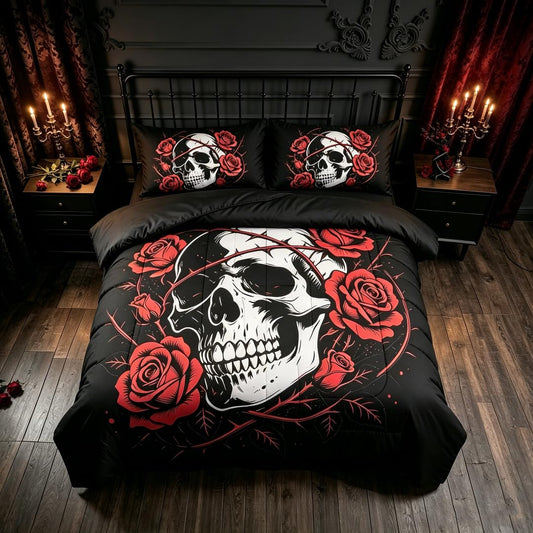 DJNEAR DJNER Skull Gothic Comforter Sets Twin Bedding Sets for Teens Adults